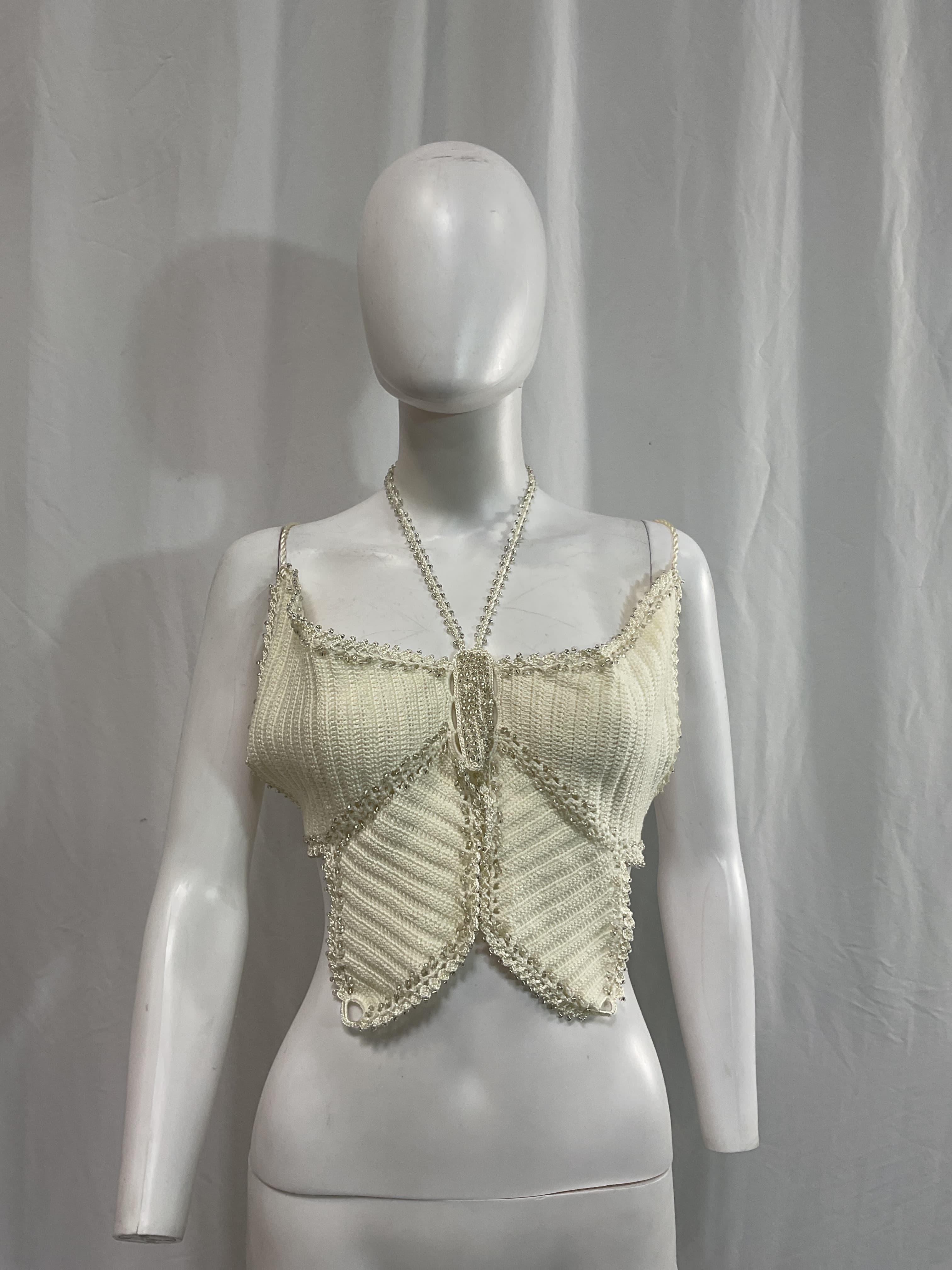 Crochet Butterfly Top In Snow White - Image 2