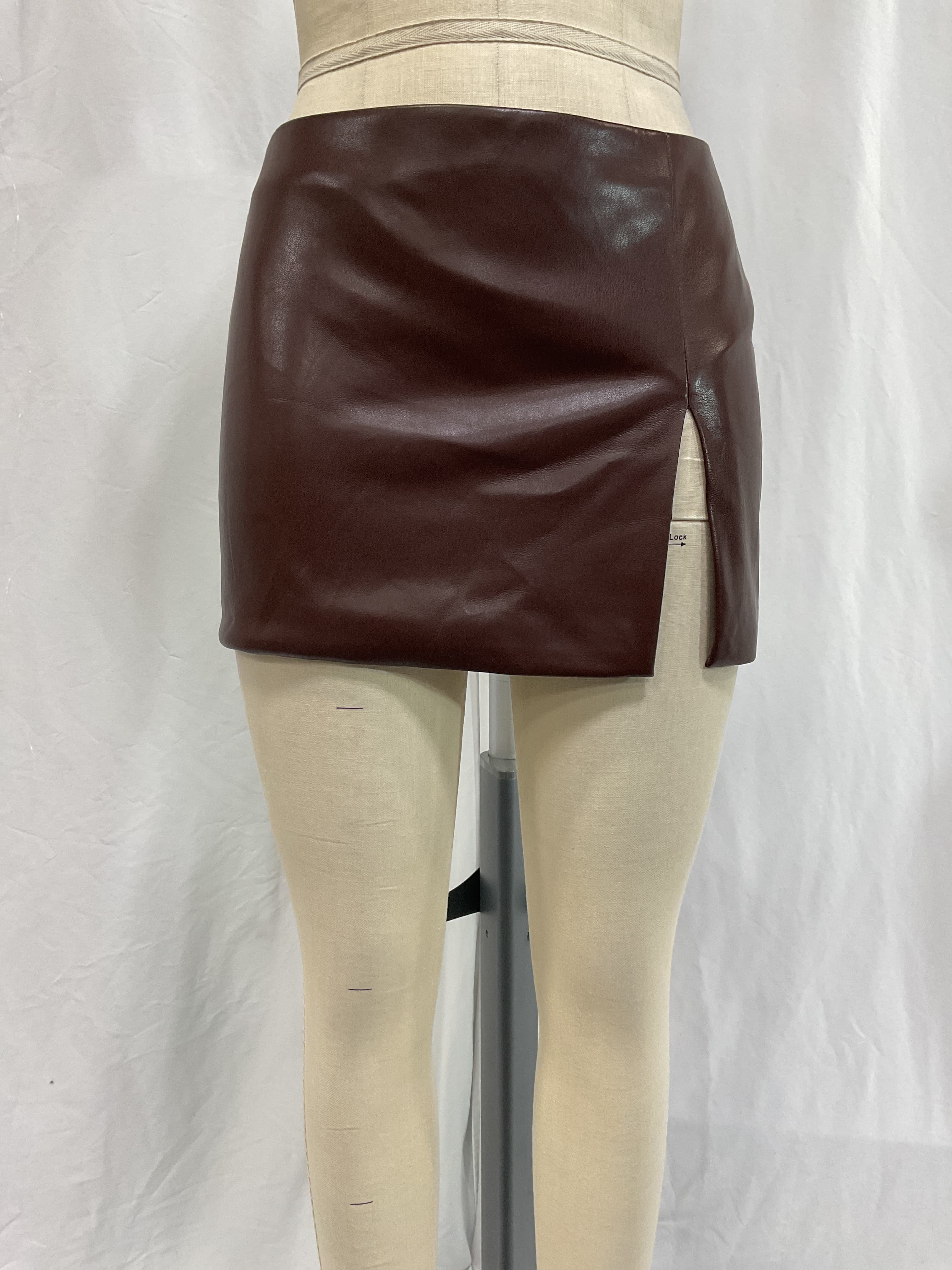 Lovers And Friends X Rachel Ana Faux Leather Skirt In Pecan Brown - Image 2