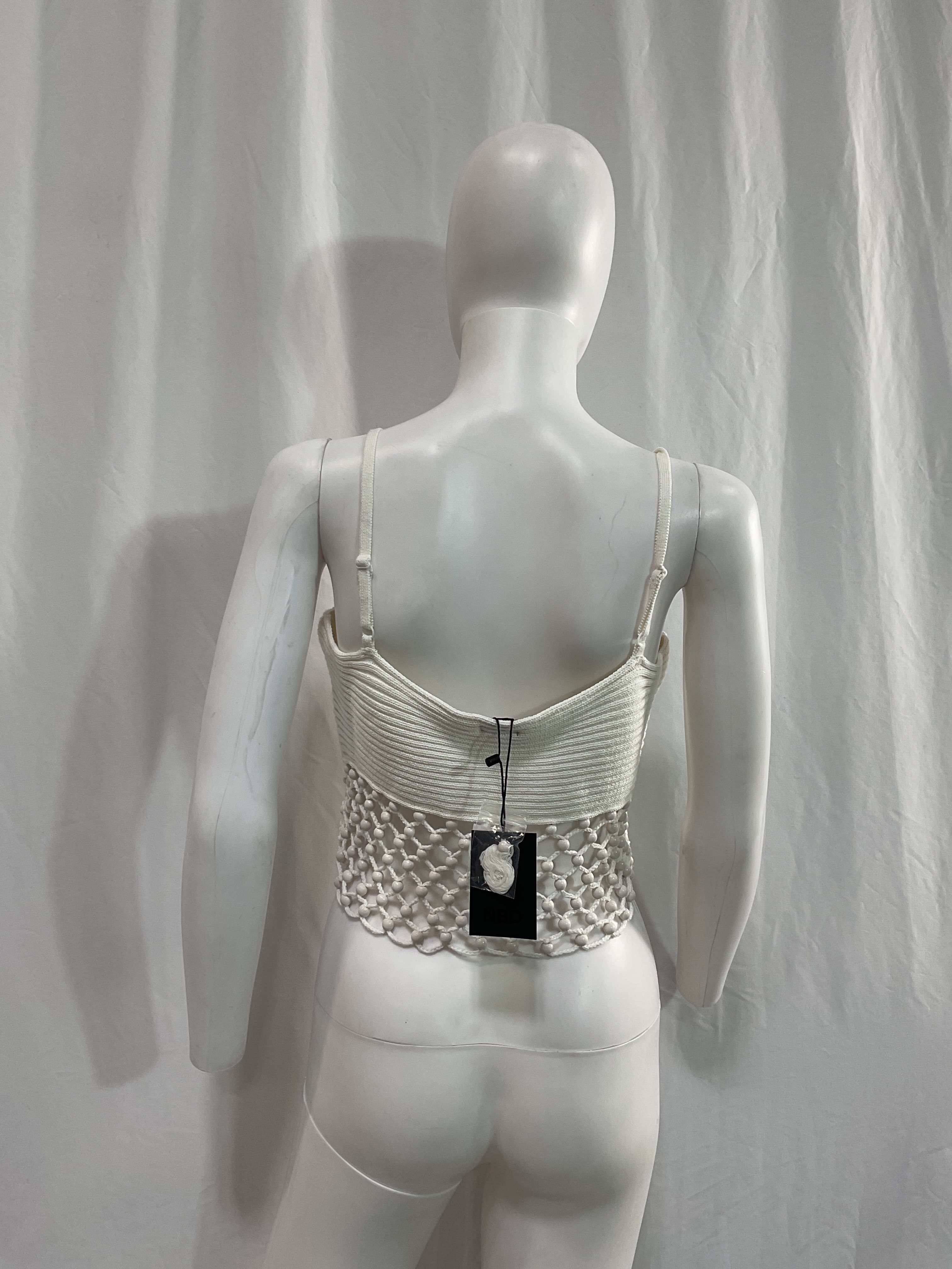 Nastasia Beaded Crochet Tank In White - Image 2