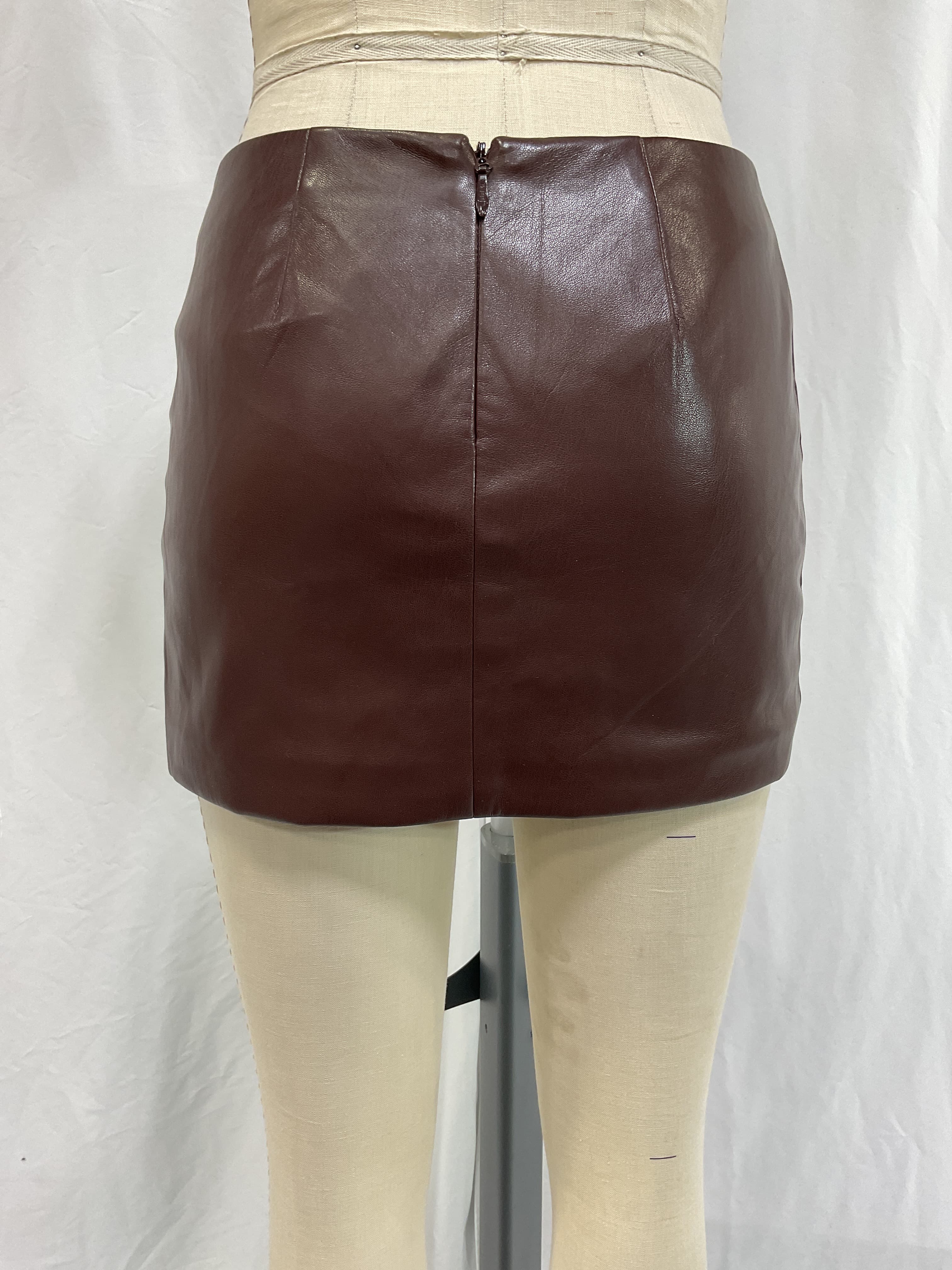Lovers And Friends X Rachel Ana Faux Leather Skirt In Pecan Brown - Image 3