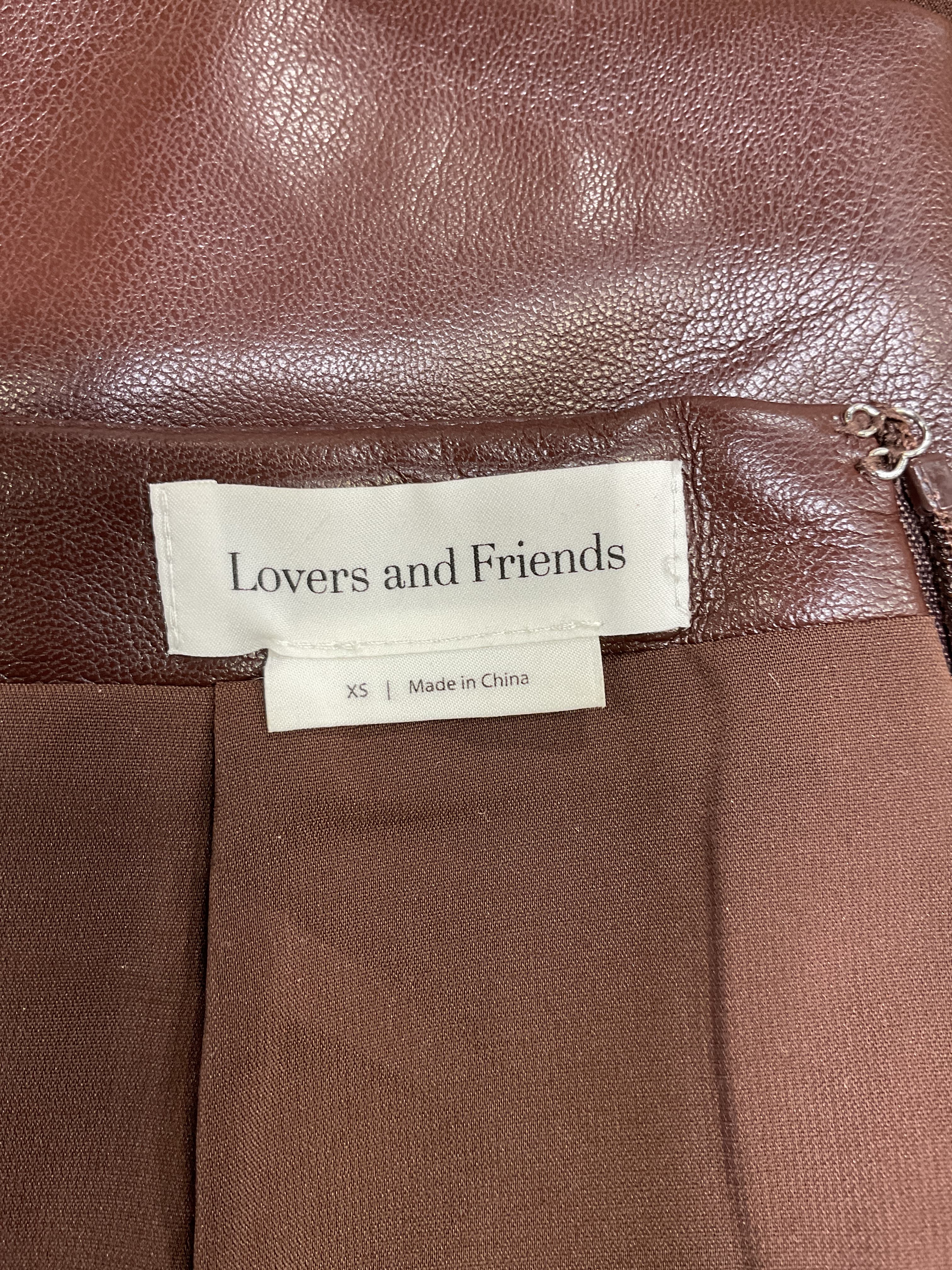 Lovers And Friends X Rachel Ana Faux Leather Skirt In Pecan Brown - Image 4