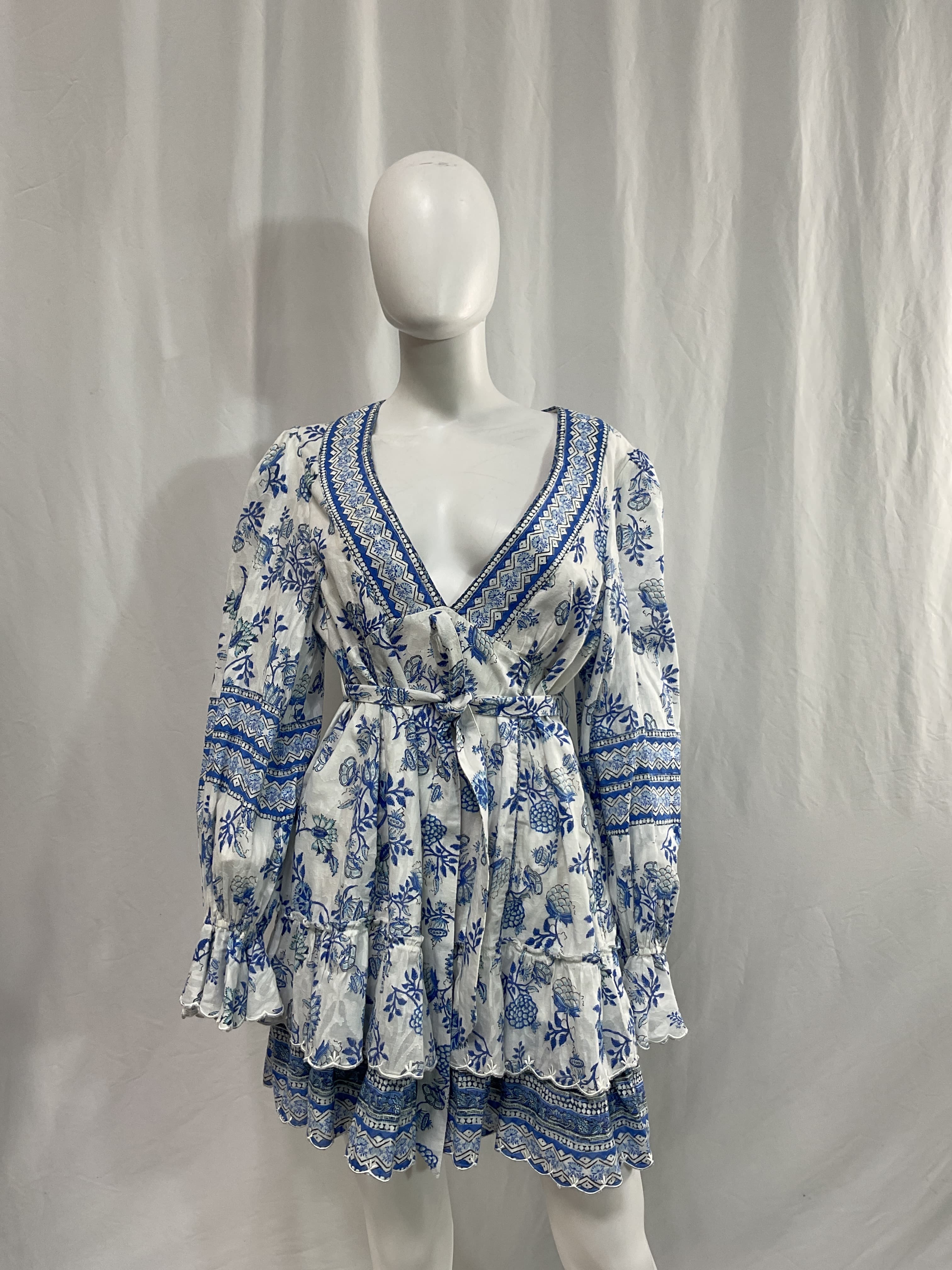Short Dress In Cobalt & White - Image 3