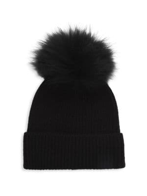 Cashmere & Fox Fur Pom-Pom Beanie - Image 1