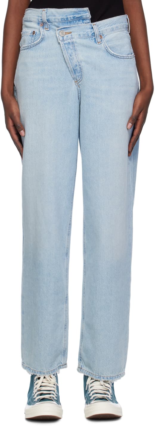 Blue Criss Cross Upsized Jeans - Image 1