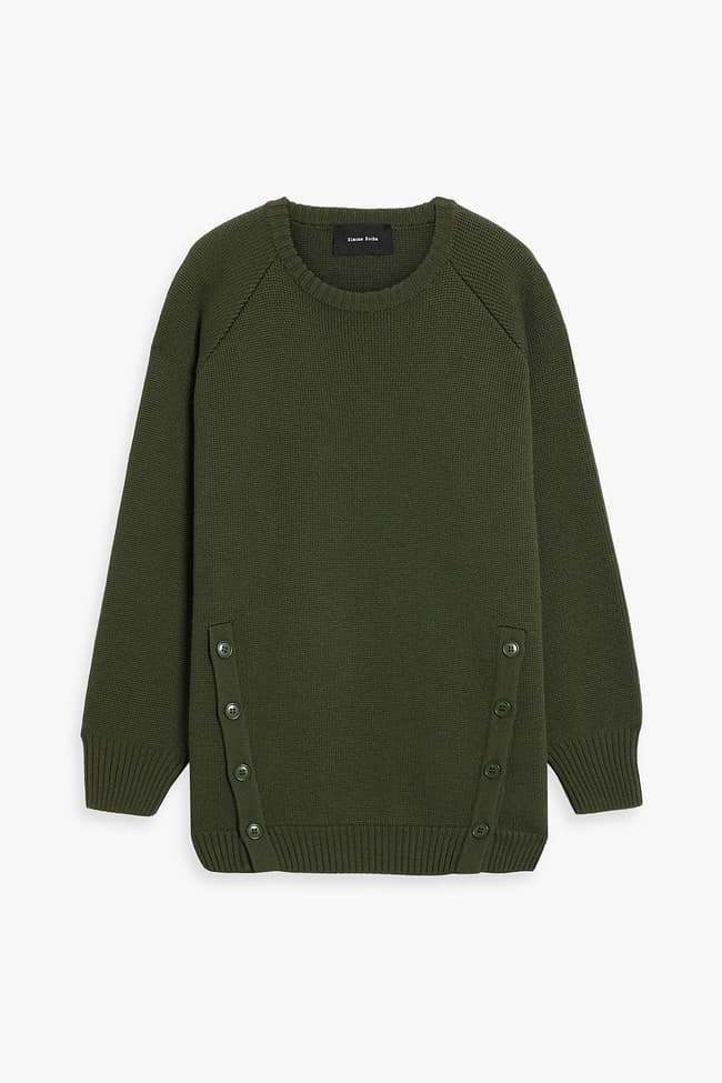 Button-Detailed Wool Sweater - Image 1