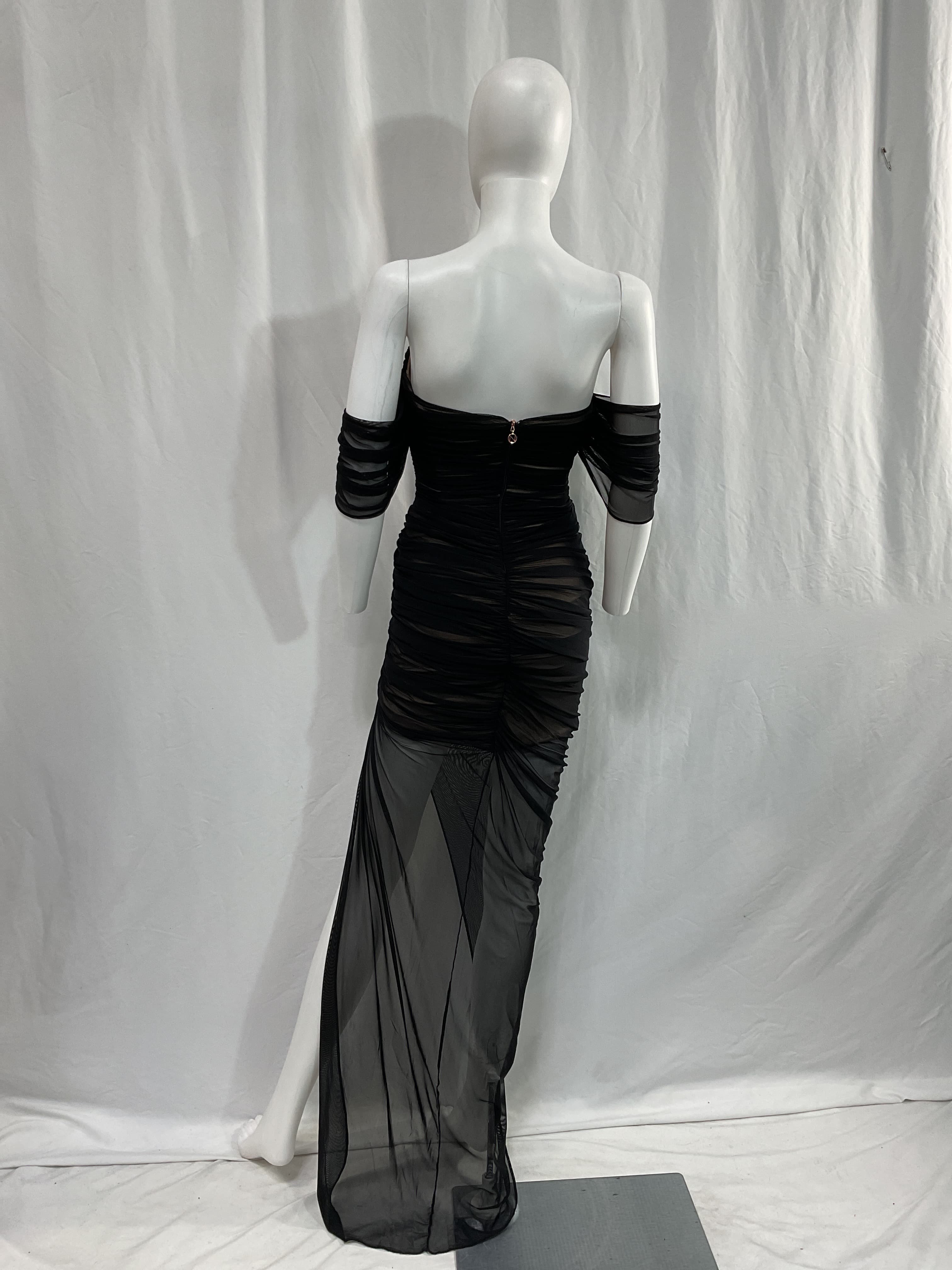 Dita Mesh Gown In Black - Image 2
