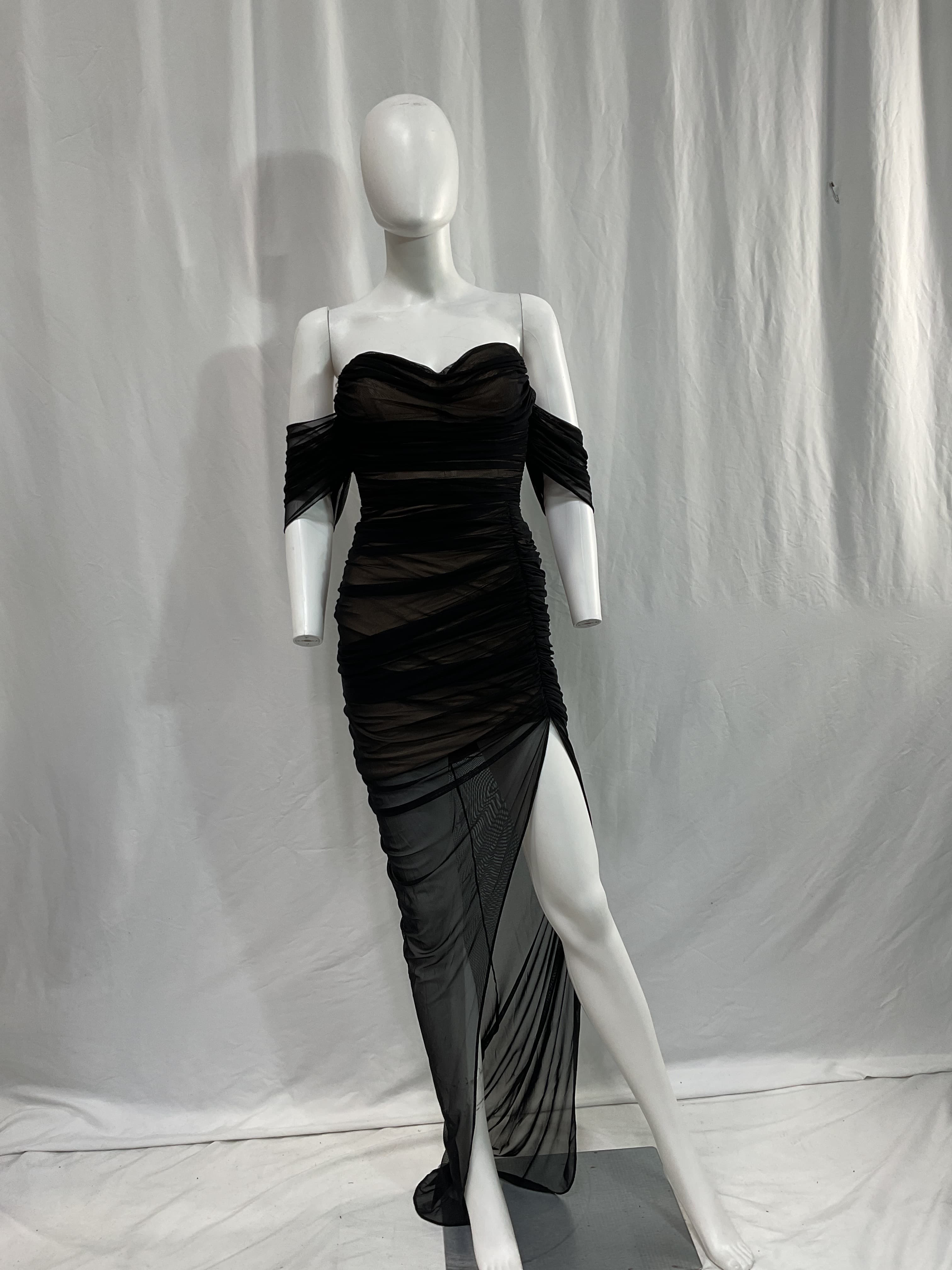 Dita Mesh Gown In Black - Image 3