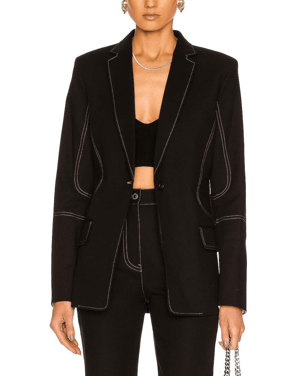 Contrast Blazer In Black - Image 1