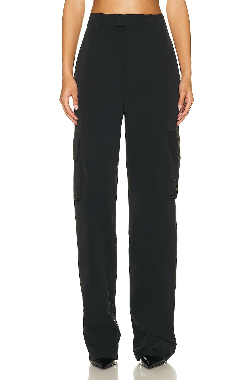 Tech Gabardine Cargo Trousers In Black - Image 1