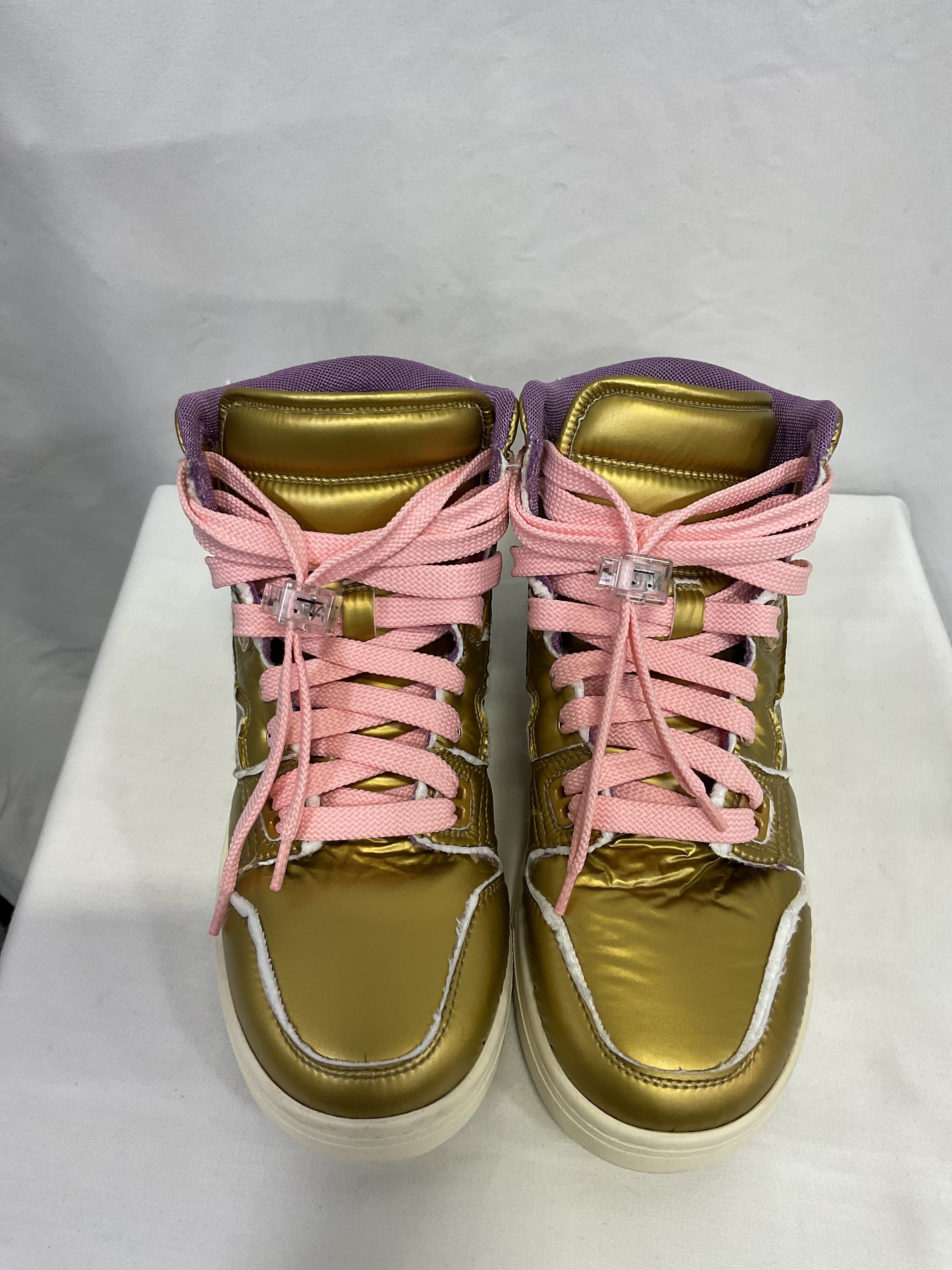 High Top Sneaker In Gold & Purple - Image 2