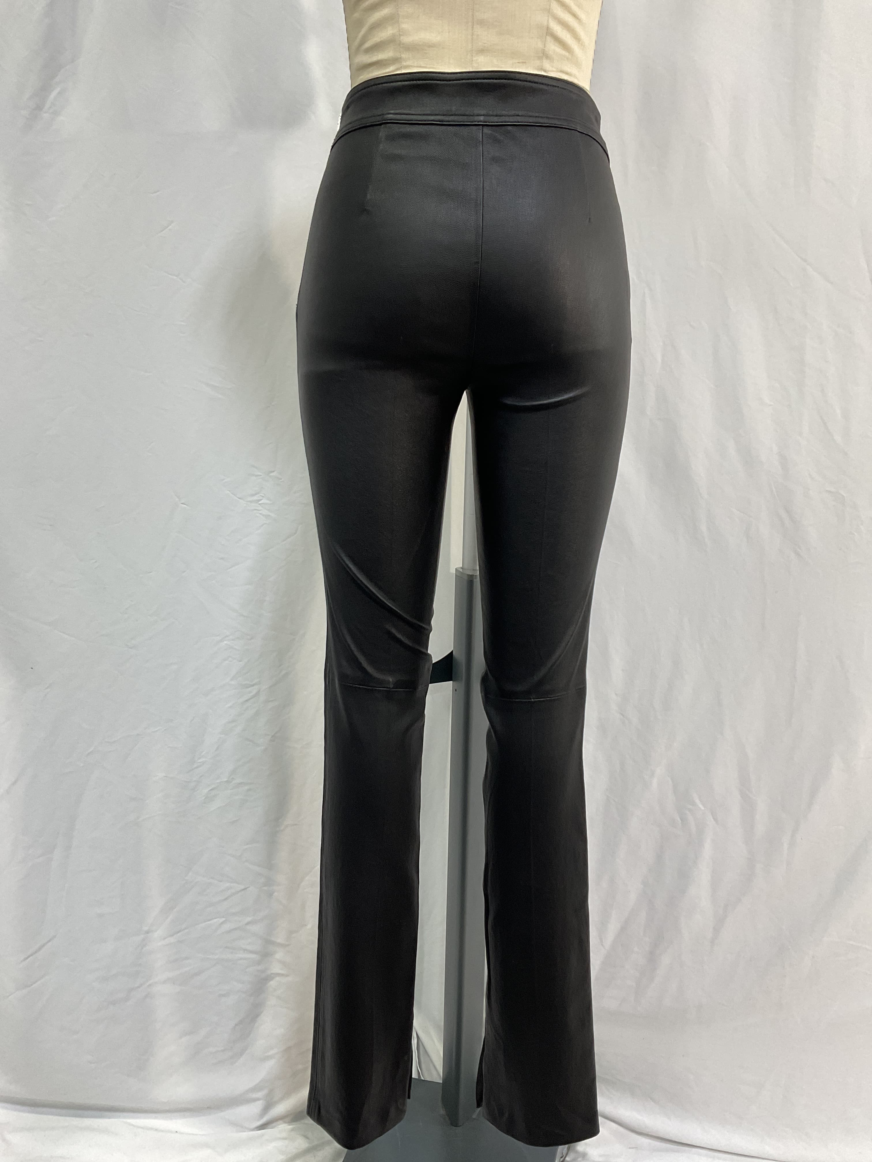 Slit Leather Pant In Black - Image 3