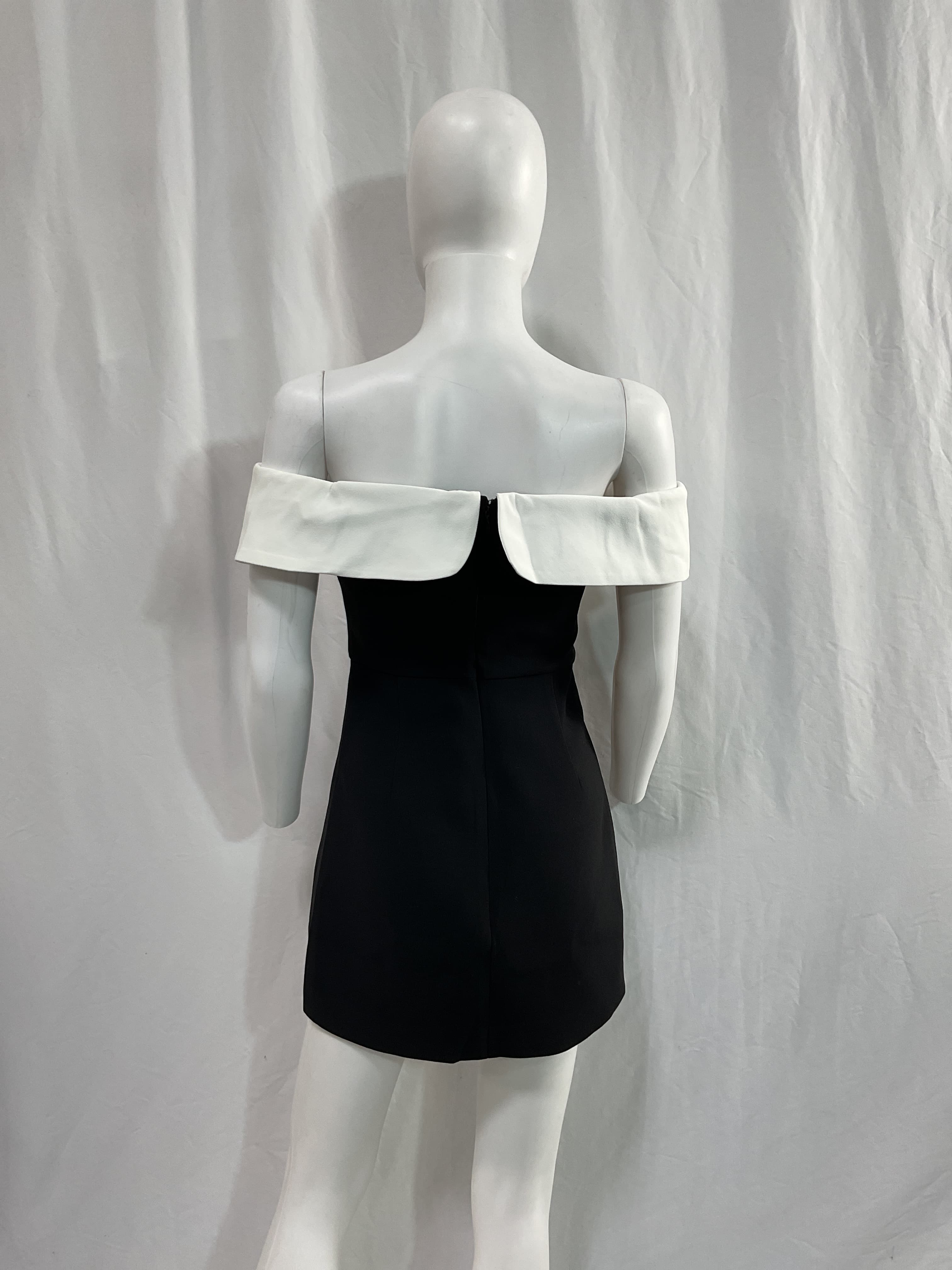 Crepe Bow Mini Dress In Black - Image 3