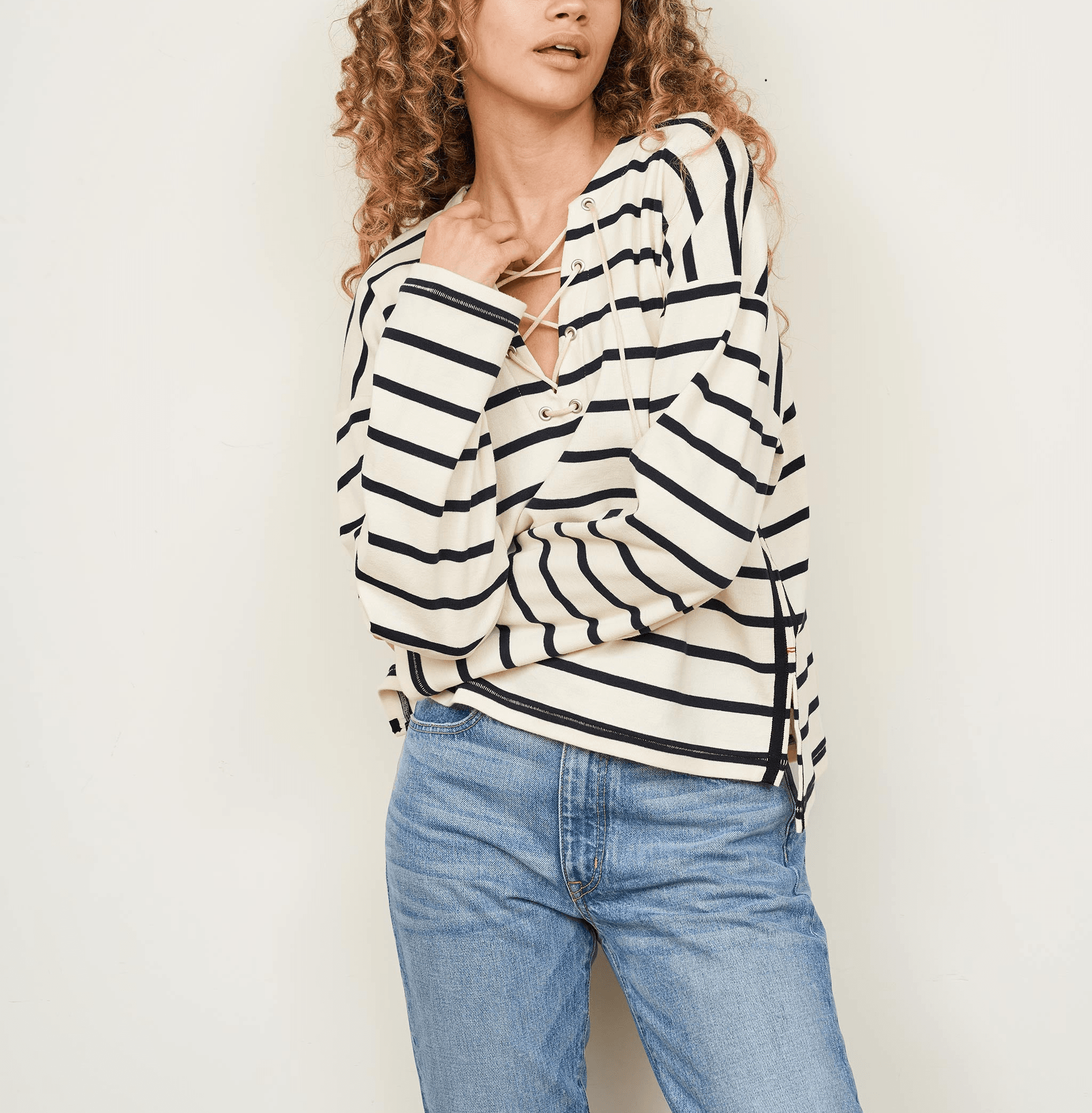 Breton Lace-Up Tee - Image 1