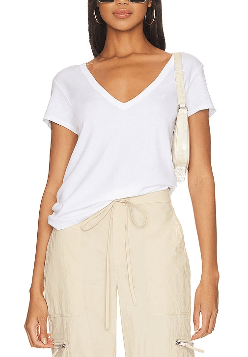 Perfect V Neck Top In White - Image 1