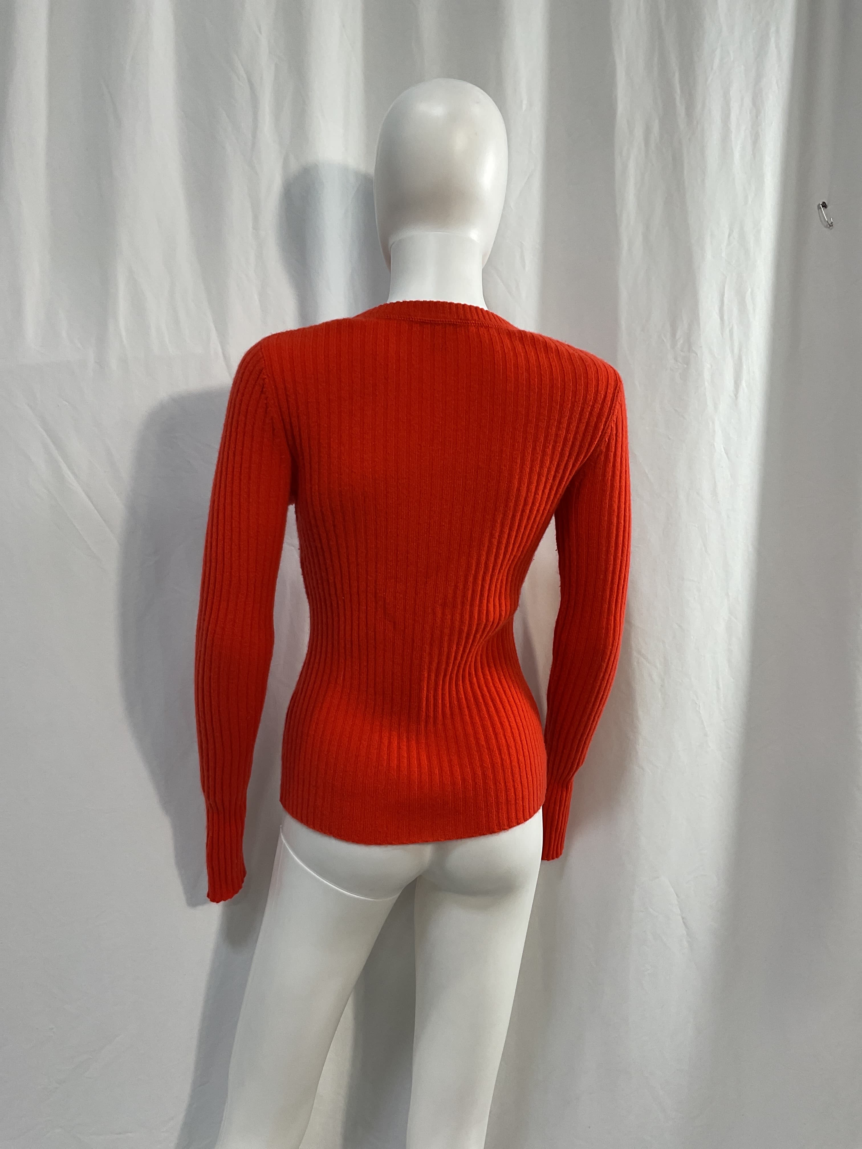 Rib Crew Neck Top In Flame - Image 2
