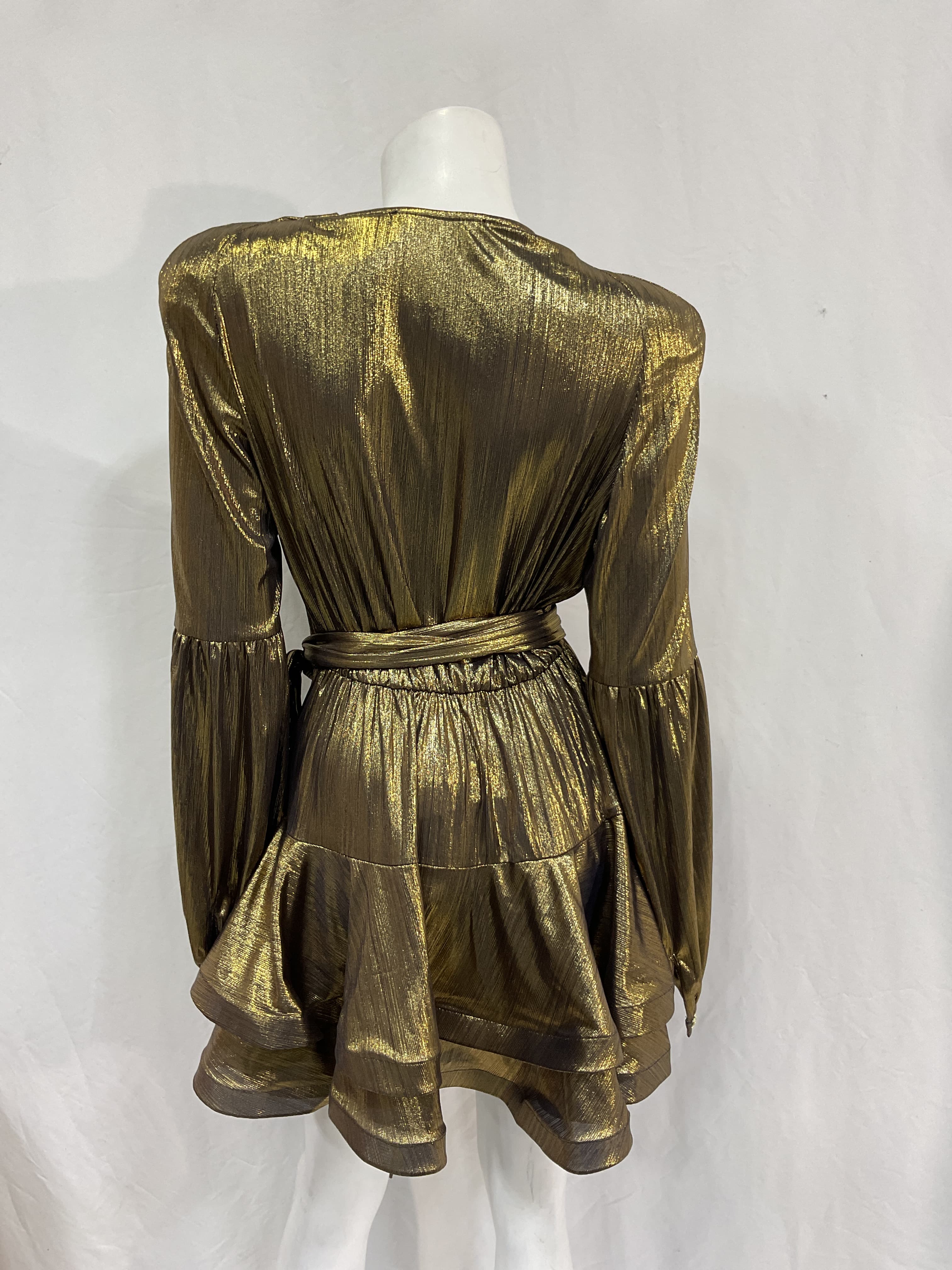Bedouin Metallic Mini Dress In Metallic Gold - Image 2
