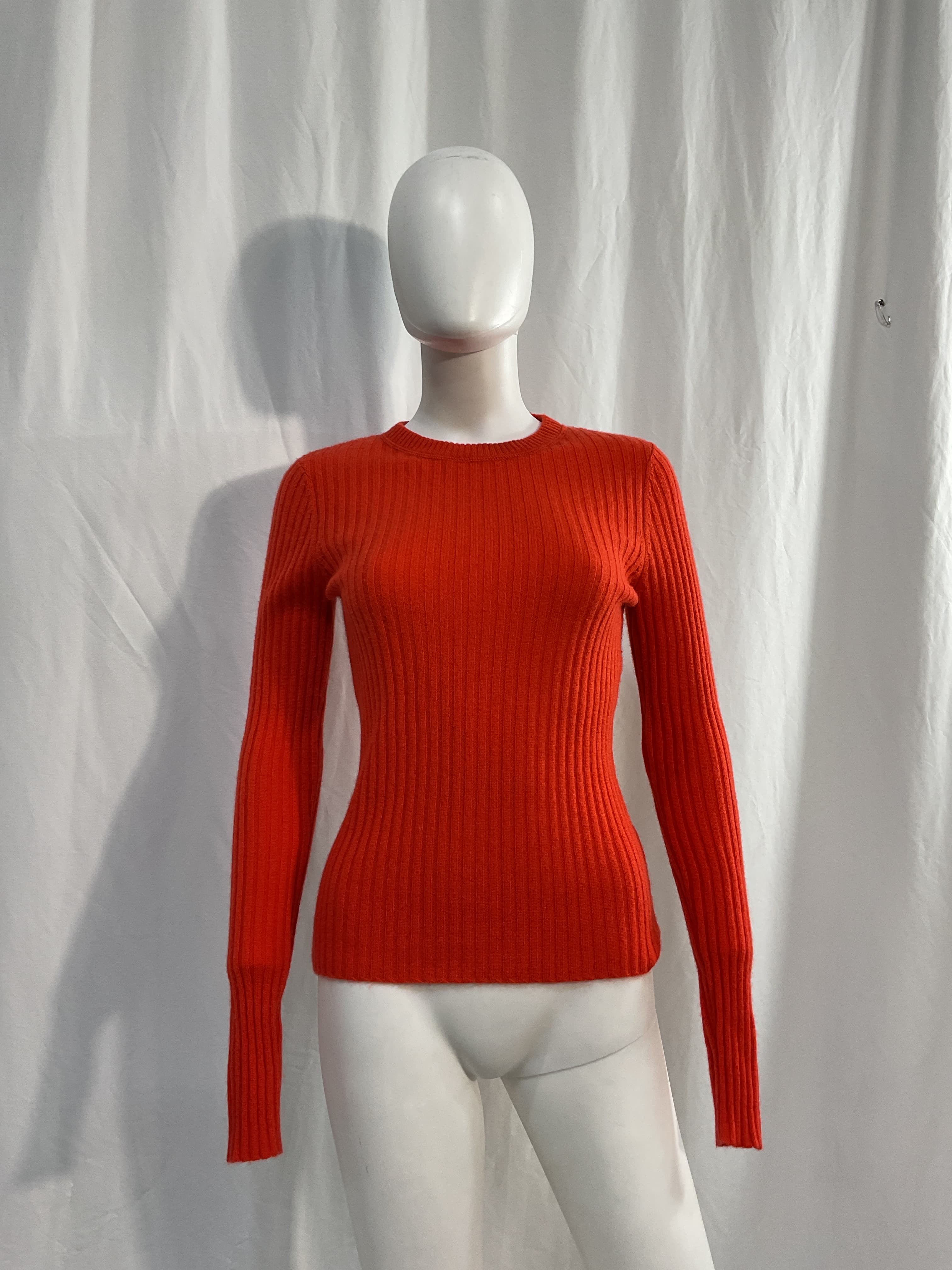 Rib Crew Neck Top In Flame - Image 3