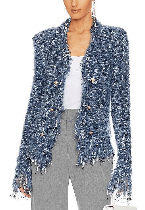 Azure Cardigan Blazer In Blue Multi - Image 1