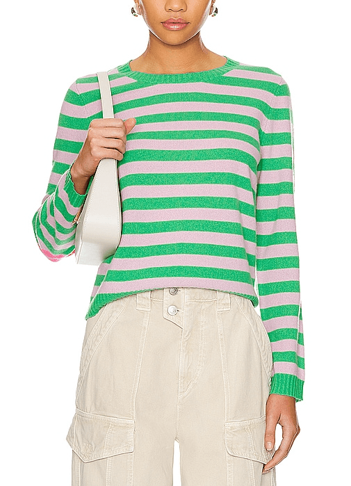 Stripe Love Patch Crew In Irish Green, Sakura & Candy Pink - Image 1