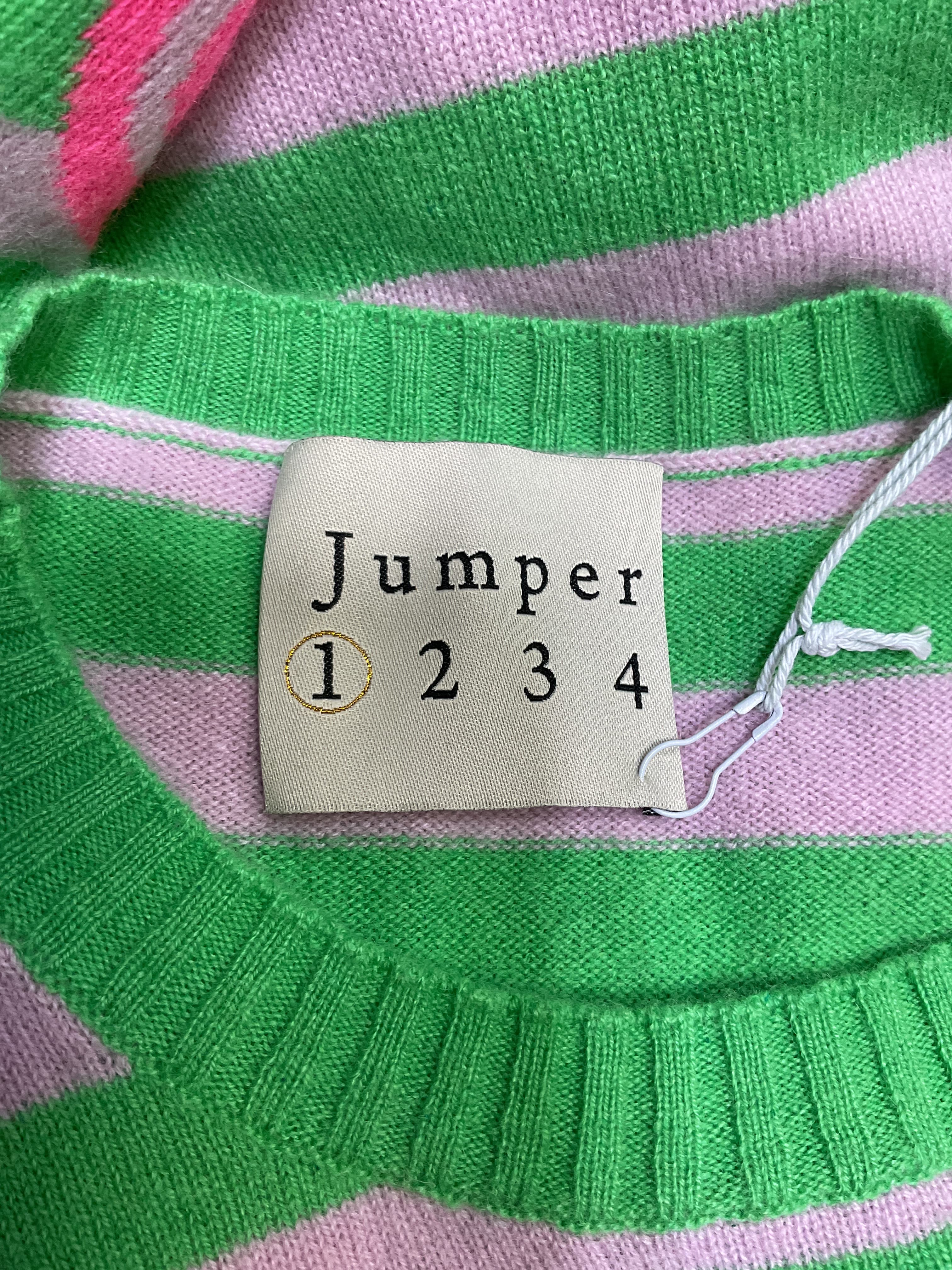 Stripe Love Patch Crew In Irish Green, Sakura & Candy Pink - Image 3