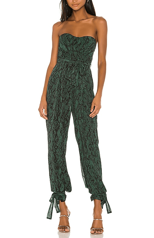 Michael Costello X Revolve Gwendolyn Jumpsuit In Green Snake - Image 1