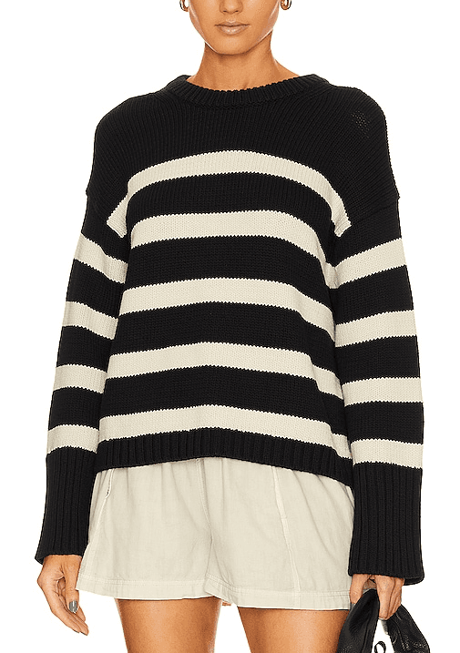 Striped Crewneck In Black & Natural - Image 1