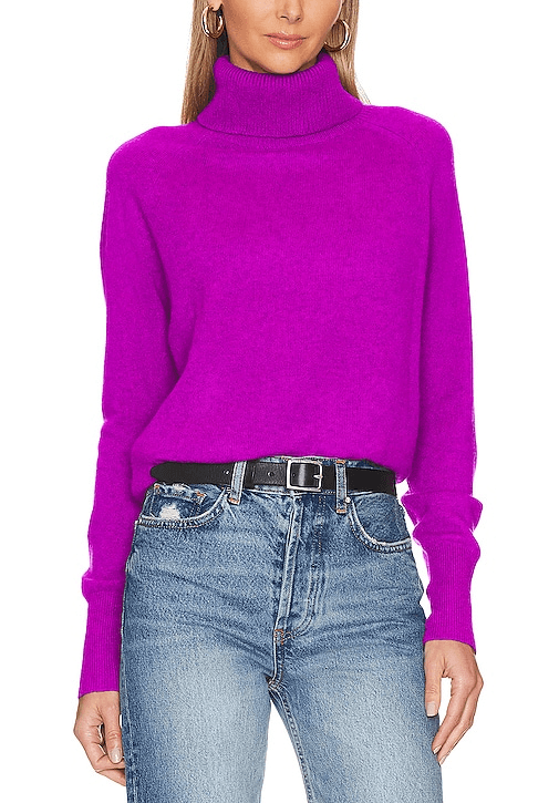 Cashmere Essential Turtleneck In Wild Purple - Image 1