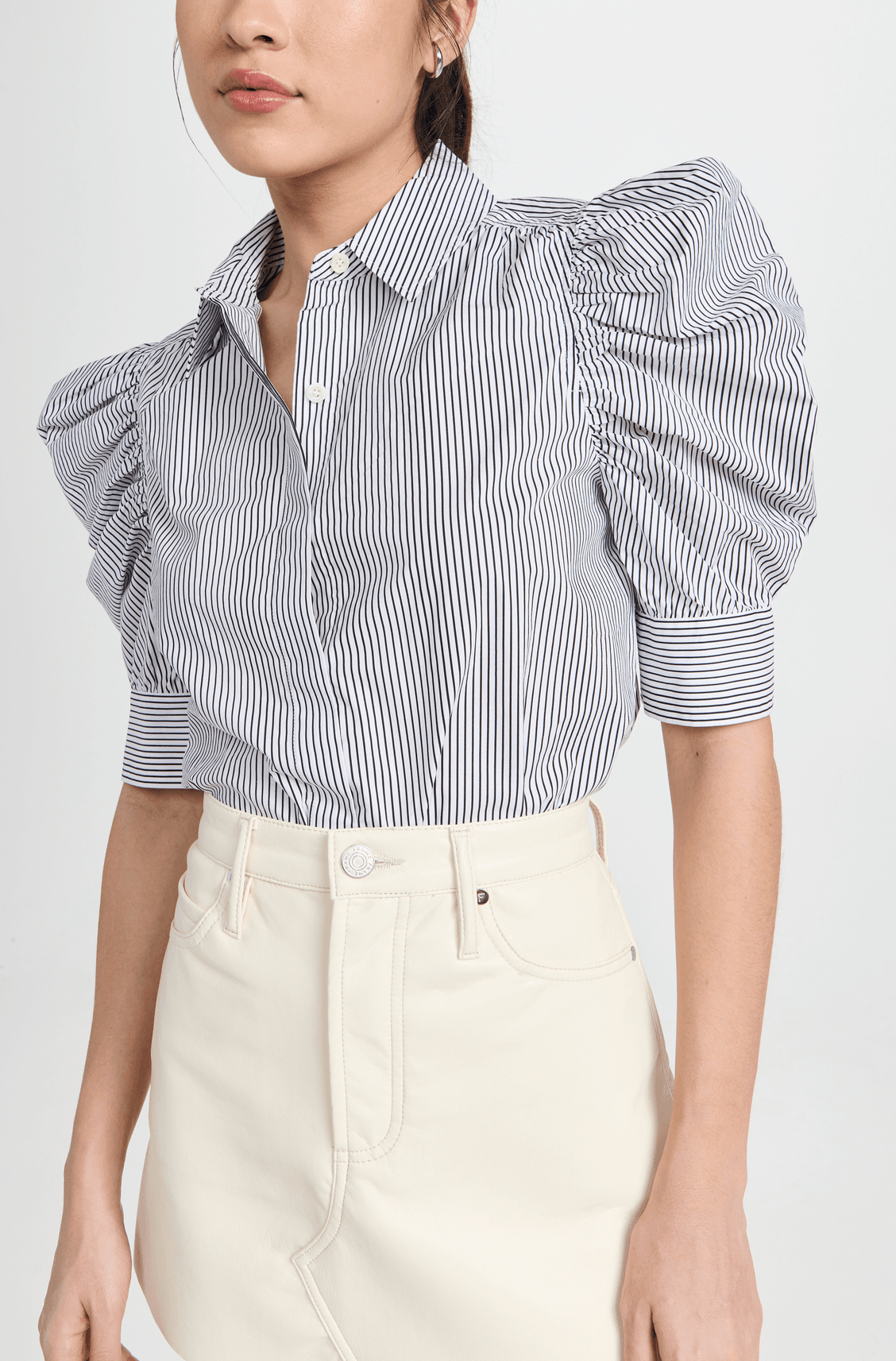 Ruched Puff Sleeve Shirt - Image 1