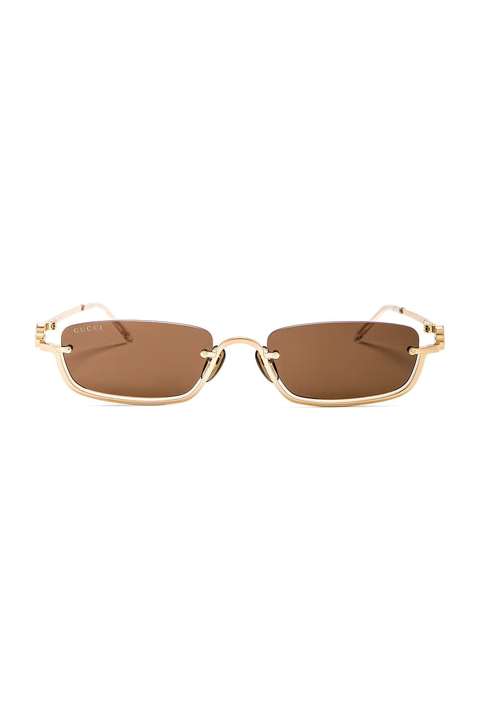 Gg Upside Down Rectangular Sunglasses In Gold - Image 1
