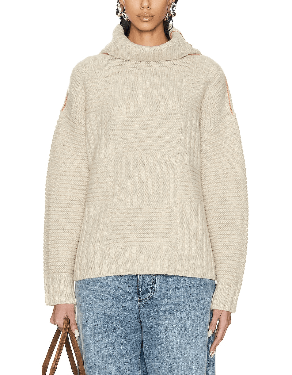 High Neck Sweater In Sea Salt - Image 1