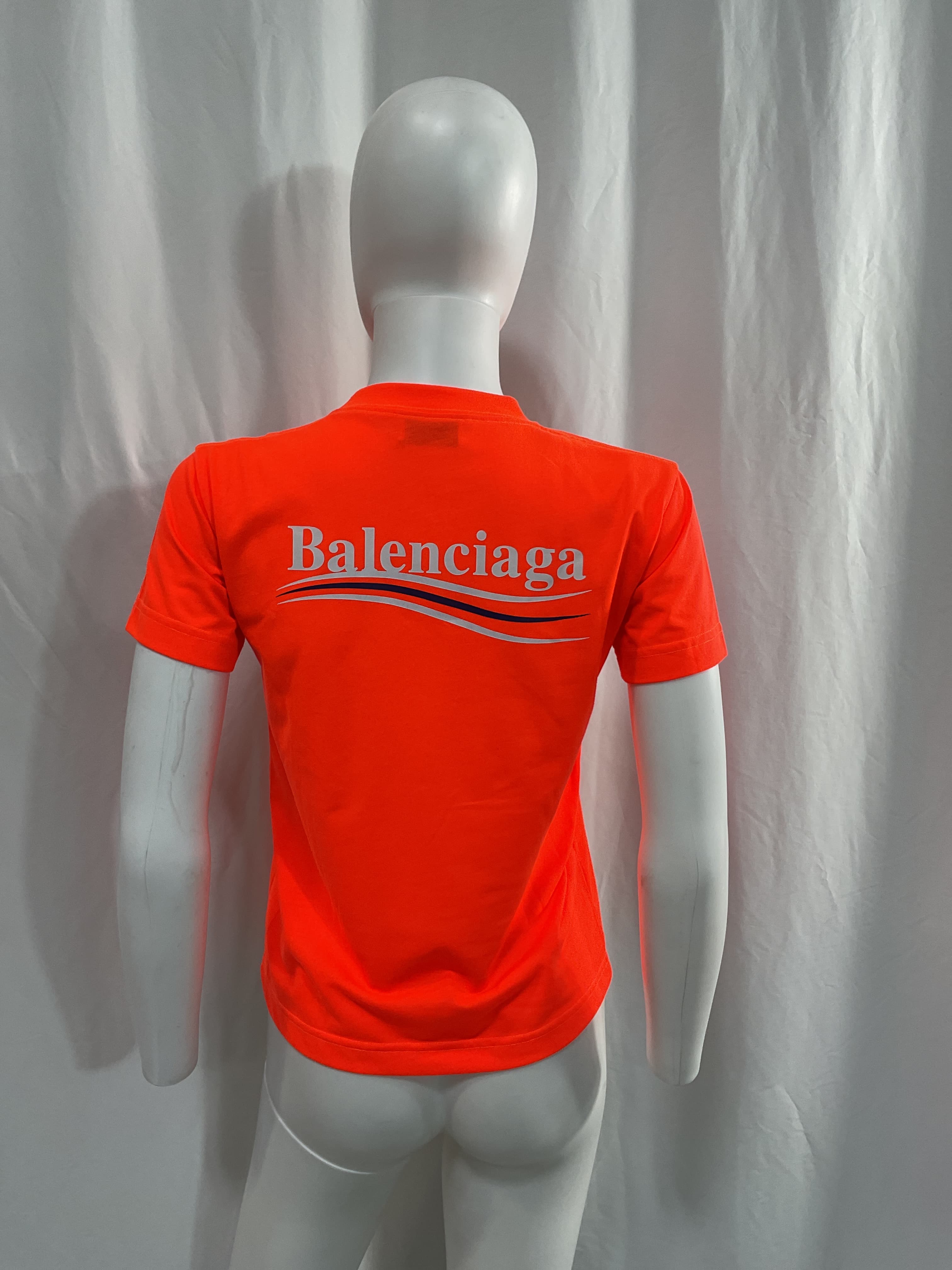 Small Fit T Shirt In Fluo Orange & White - Image 2