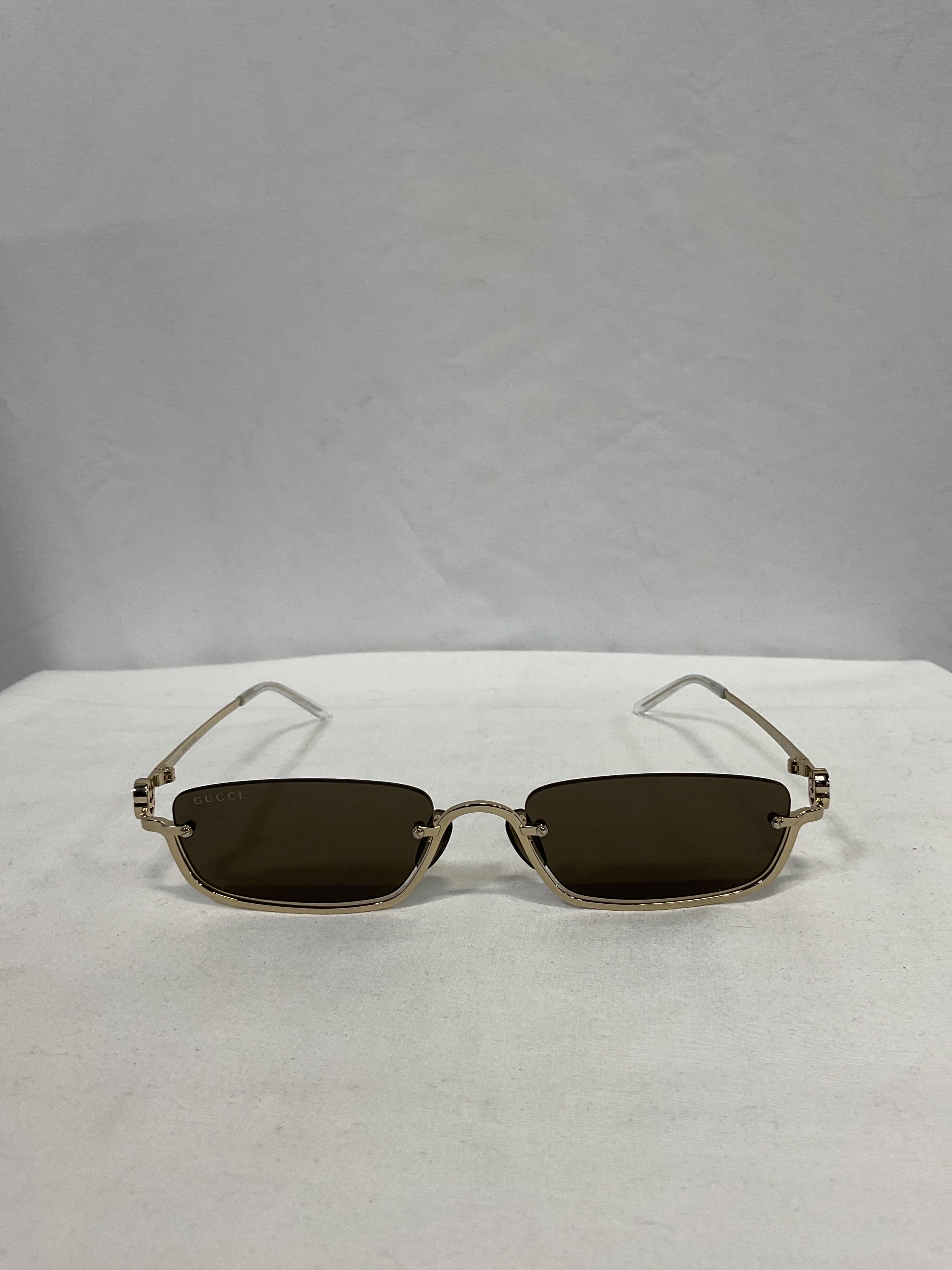 Gg Upside Down Rectangular Sunglasses In Gold - Image 2