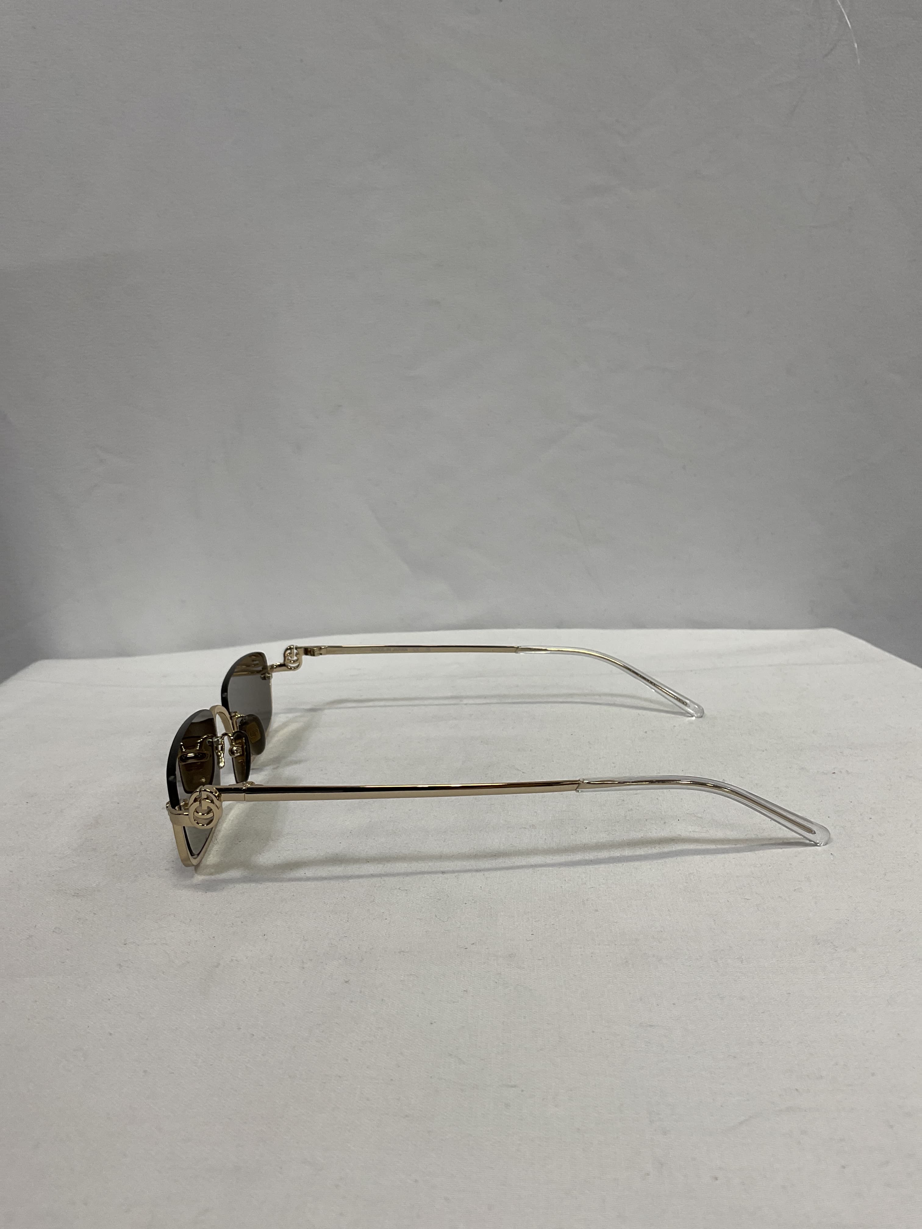 Gg Upside Down Rectangular Sunglasses In Gold - Image 4