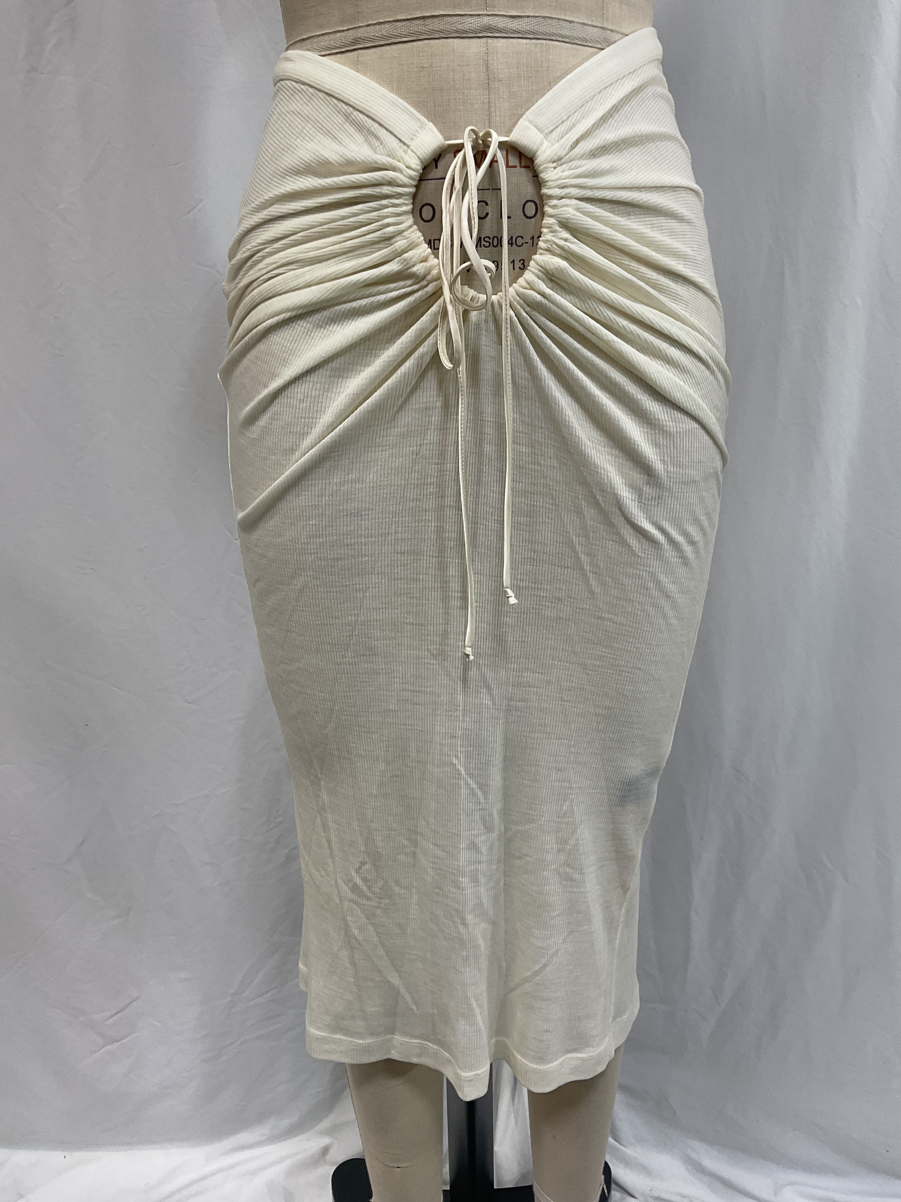 Center Waist Tie Pencil Skirt In Ivory - Image 4