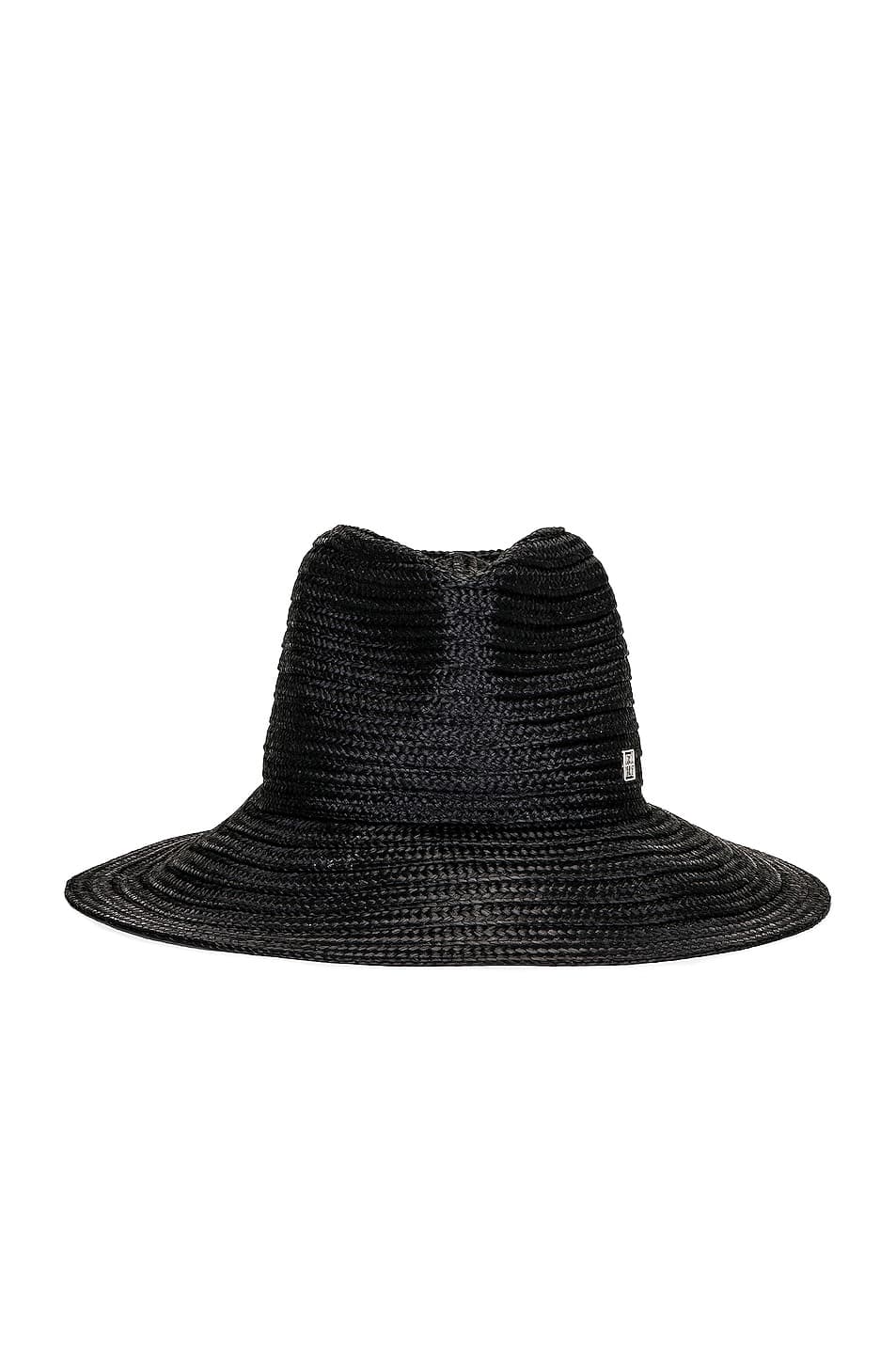 Raffia Panama Hat In Black - Image 1