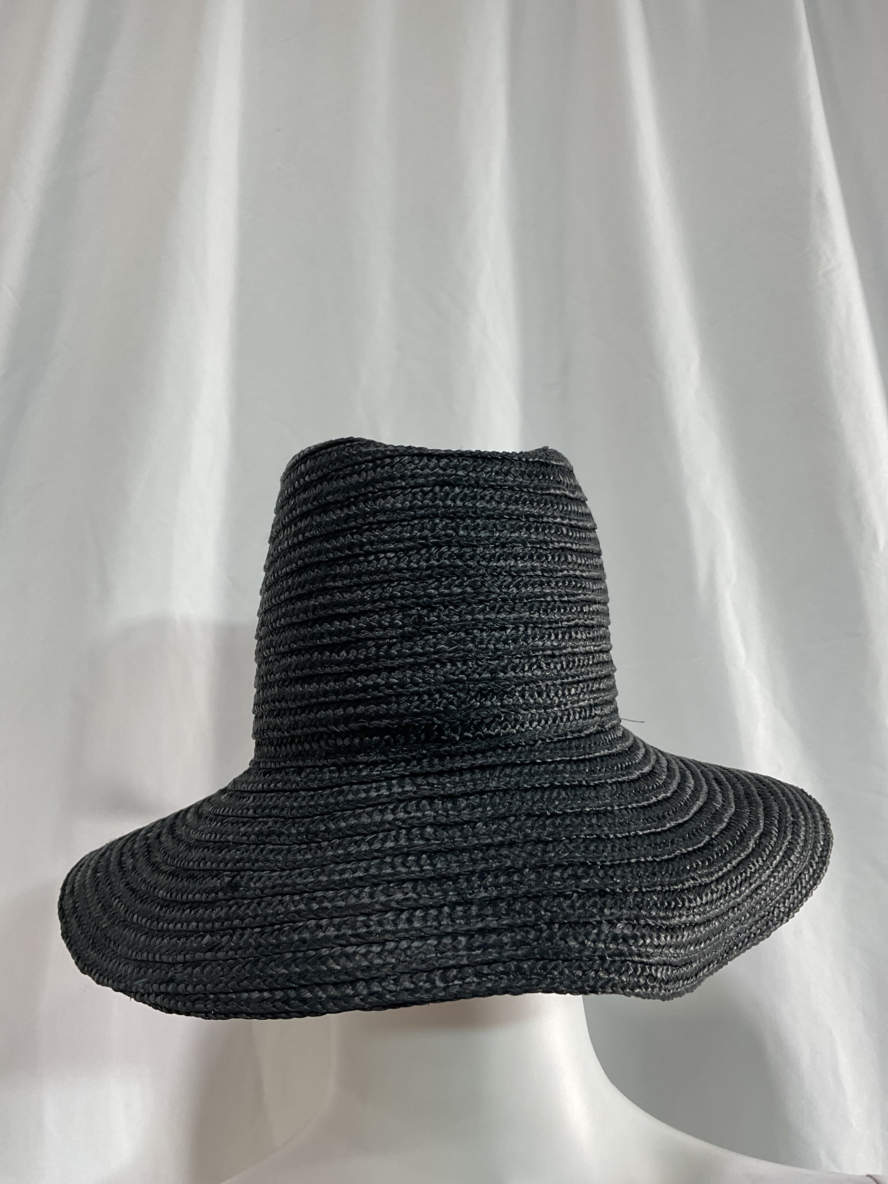 Raffia Panama Hat In Black - Image 2