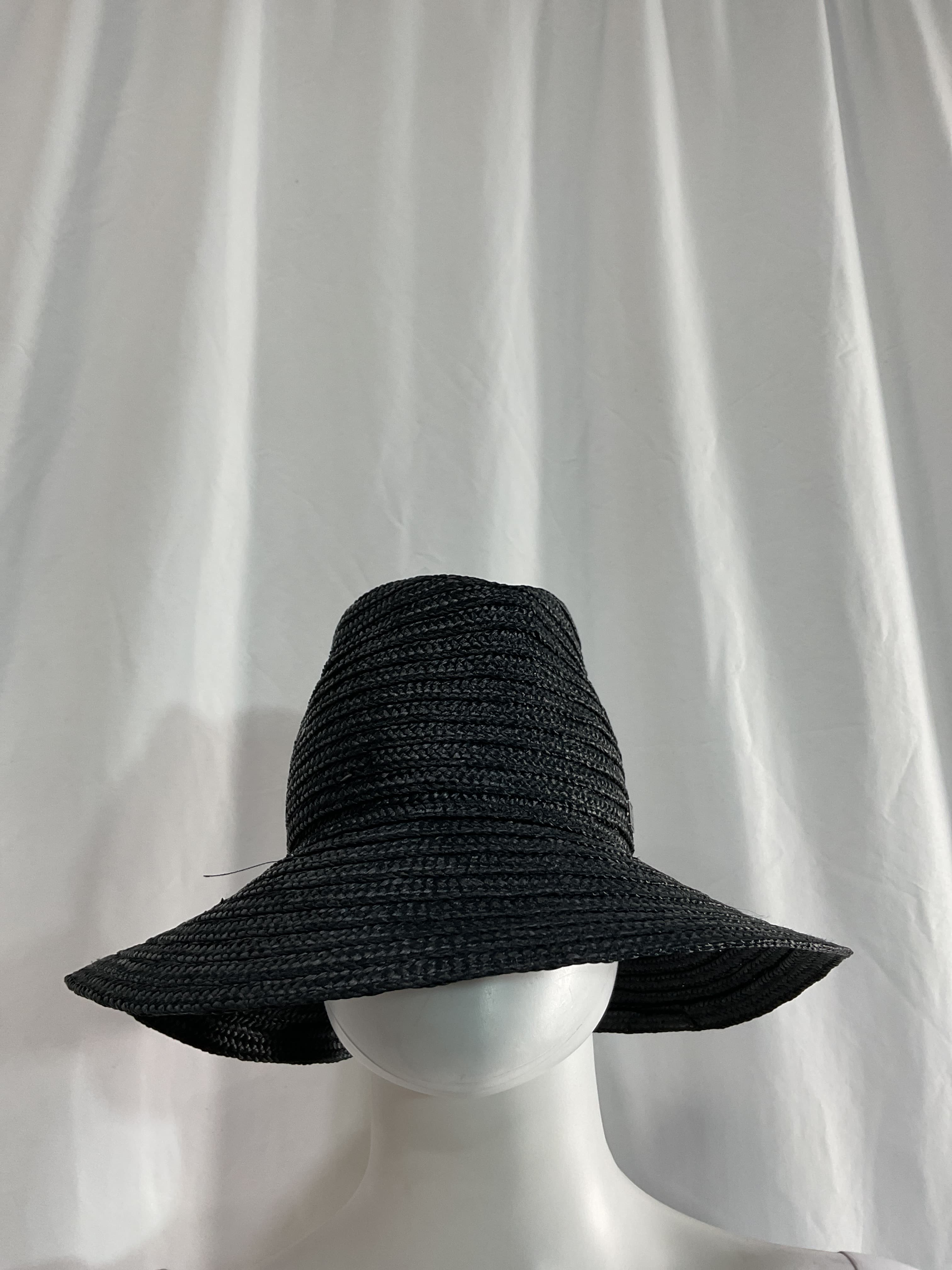 Raffia Panama Hat In Black - Image 3