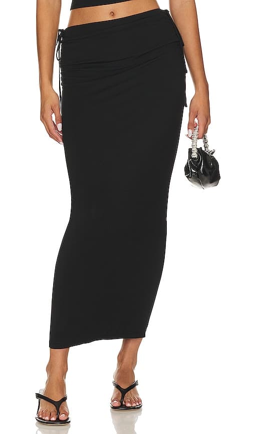 Lorenza Cinched Maxi Skirt In Black - Image 1
