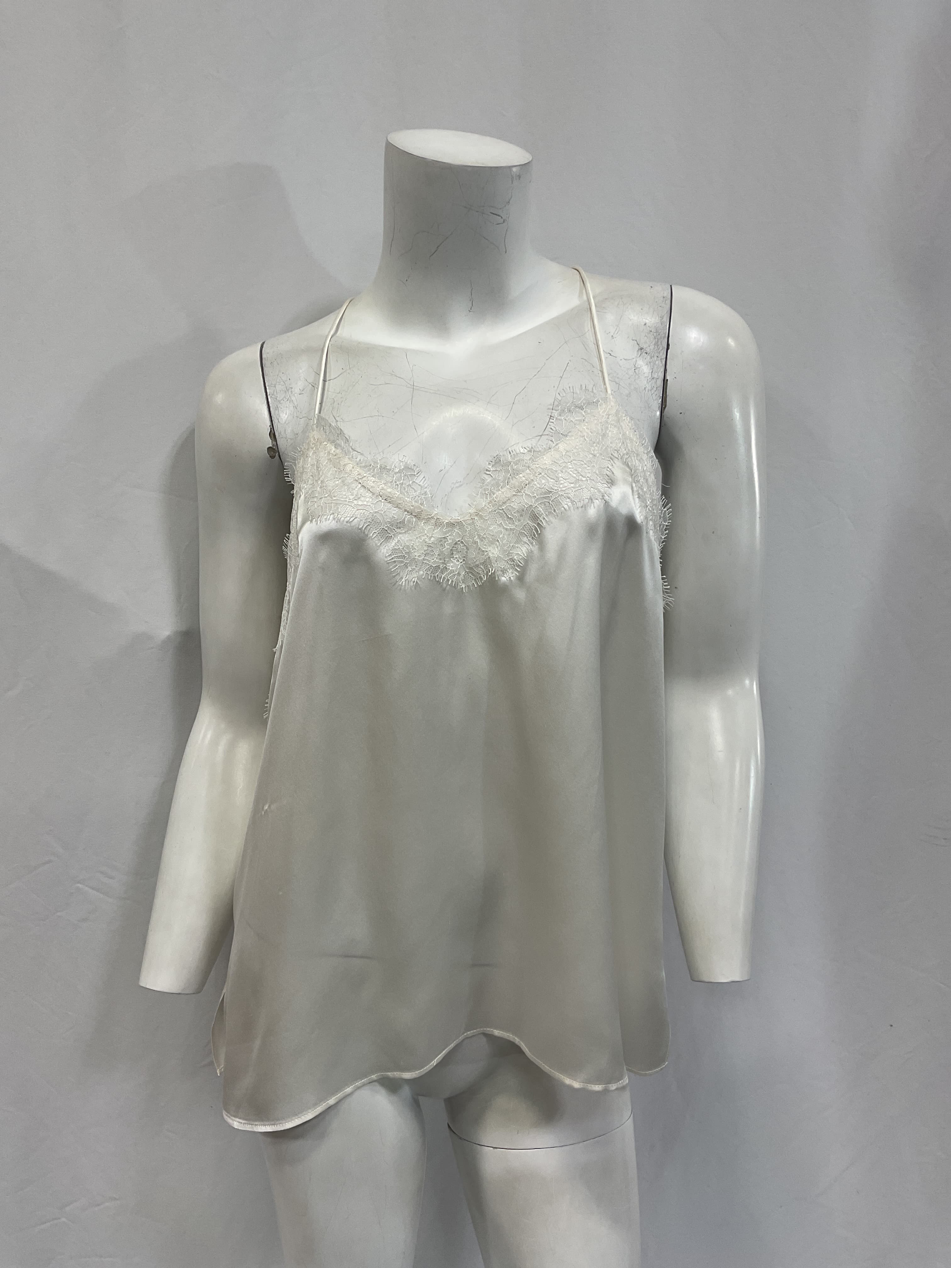 Racer Charmeuse Cami In White - Image 4