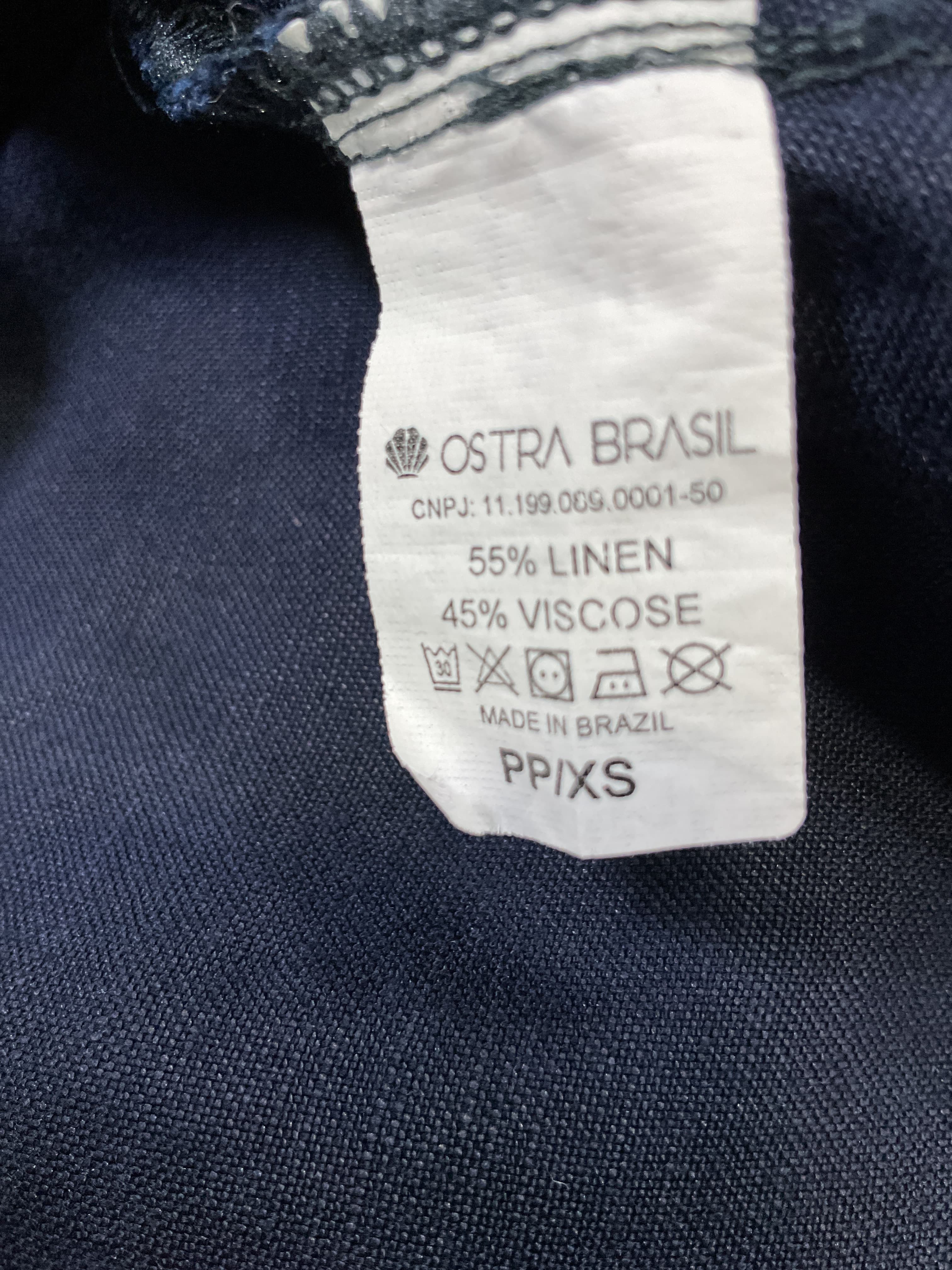 Drop Sleeve Short Shirt In Linen Navy Blue - Image 4