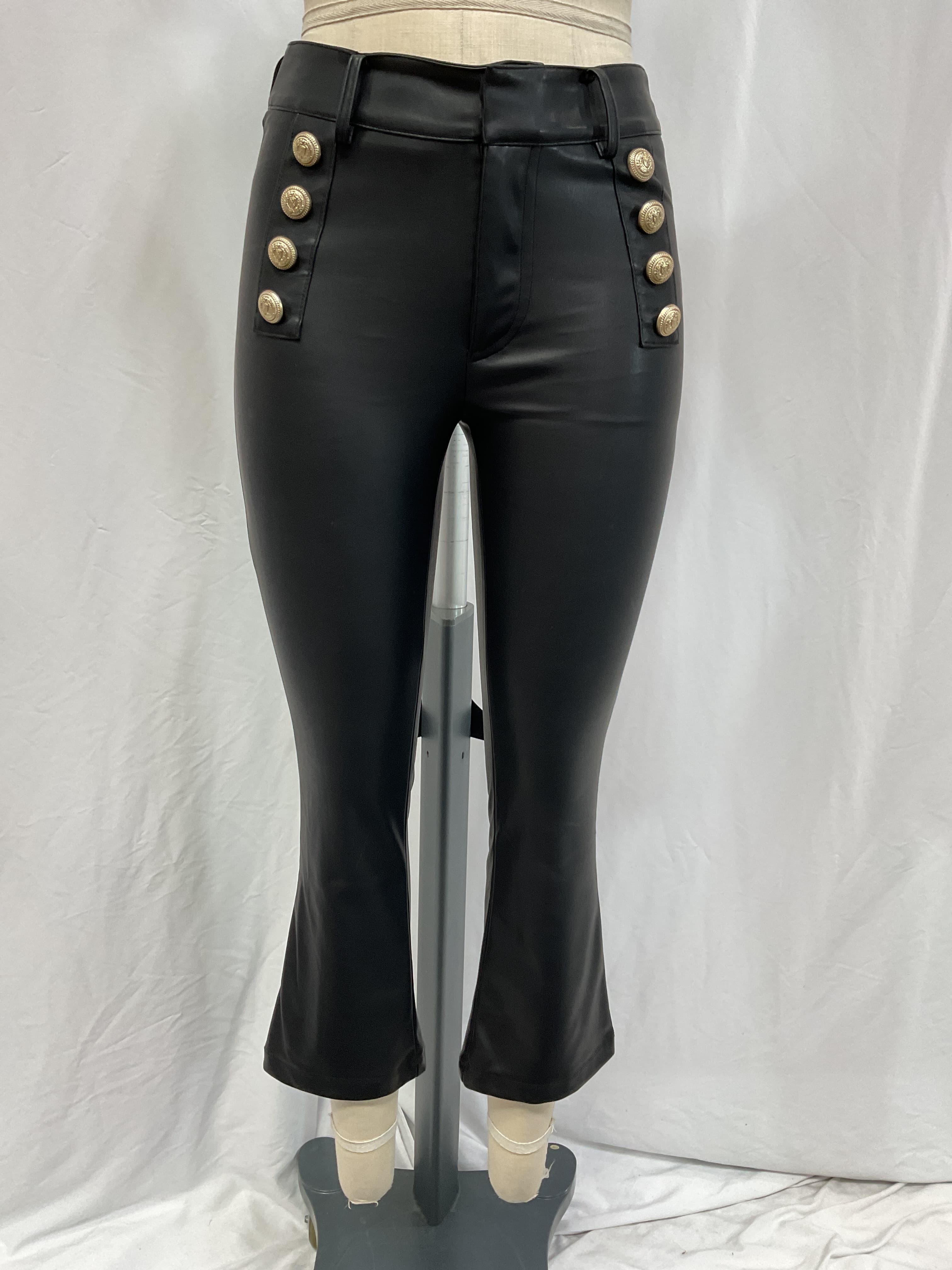 Amirah Button Faux Leather Pants - Image 2