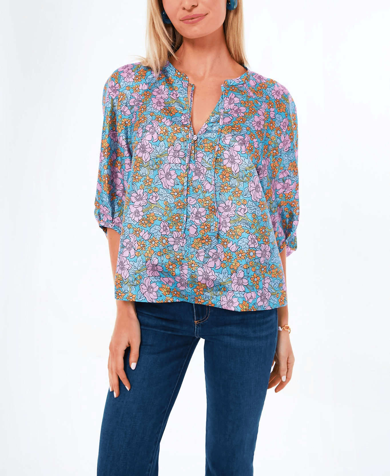 Blue Flowerscape Martha Blouse - Image 1