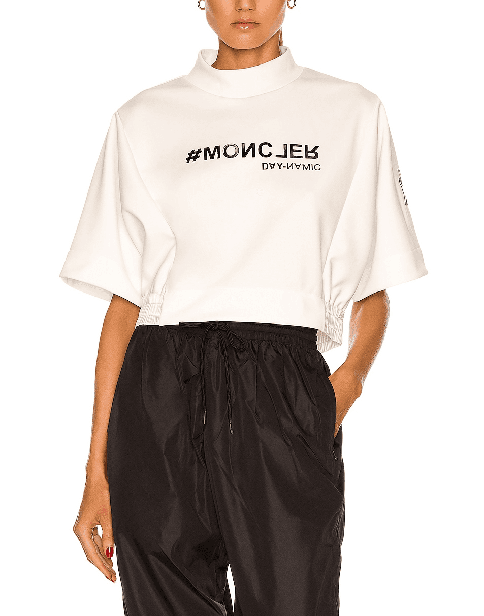 Moncler Cropped Grenoble Day-Namic Turtleneck Top In White - Image 1