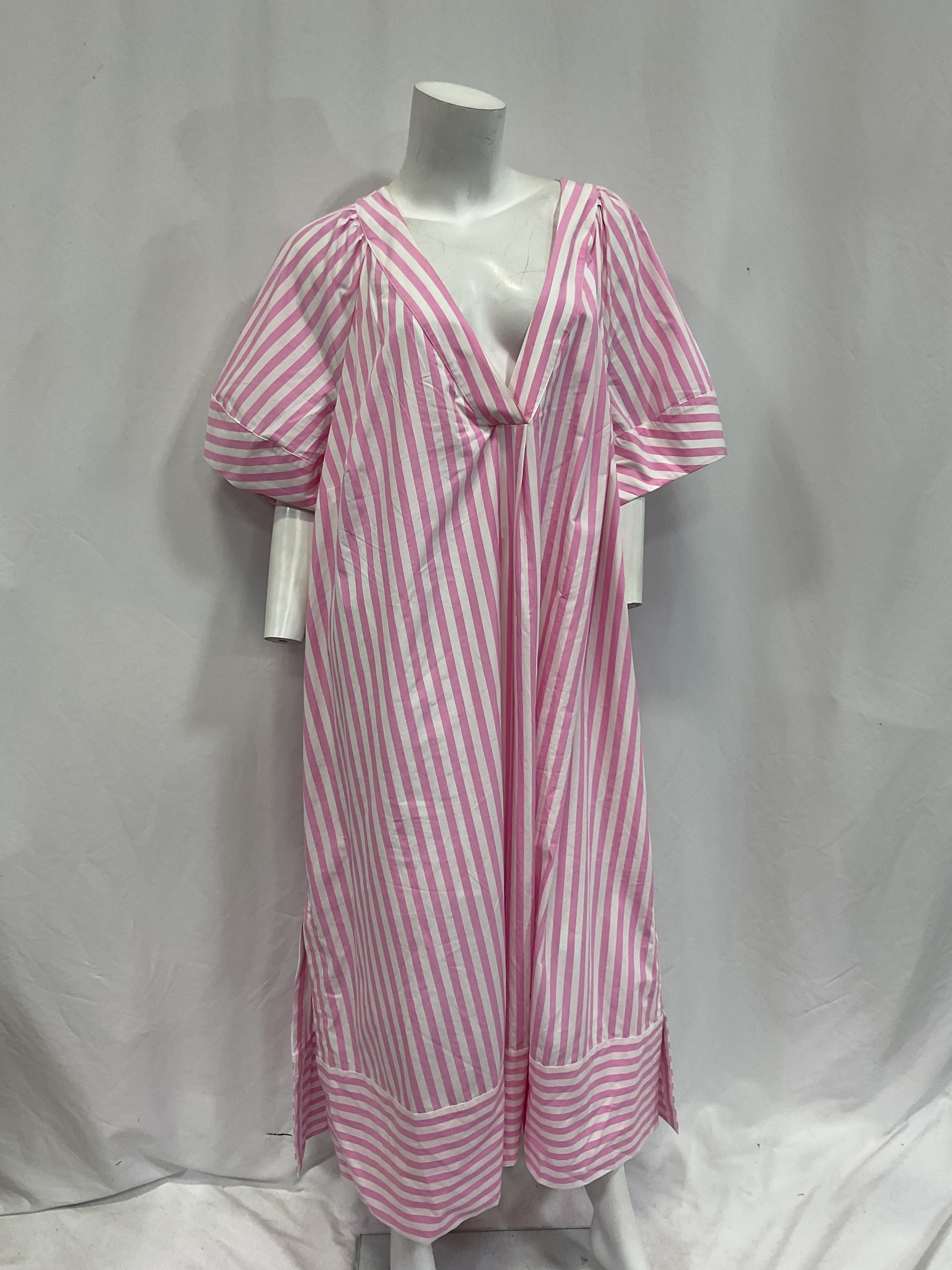 Puff-Sleeve V-Neck Midi Dress - Image 4