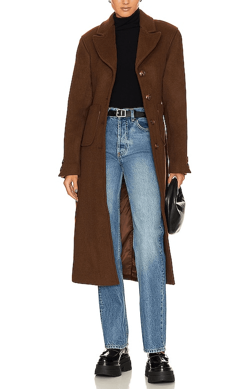 L'academie X Marianna Long Coat In Espresso Brown - Image 1