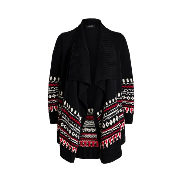 Fair Isle Cotton Shawl-Collar Cardigan - Image 1