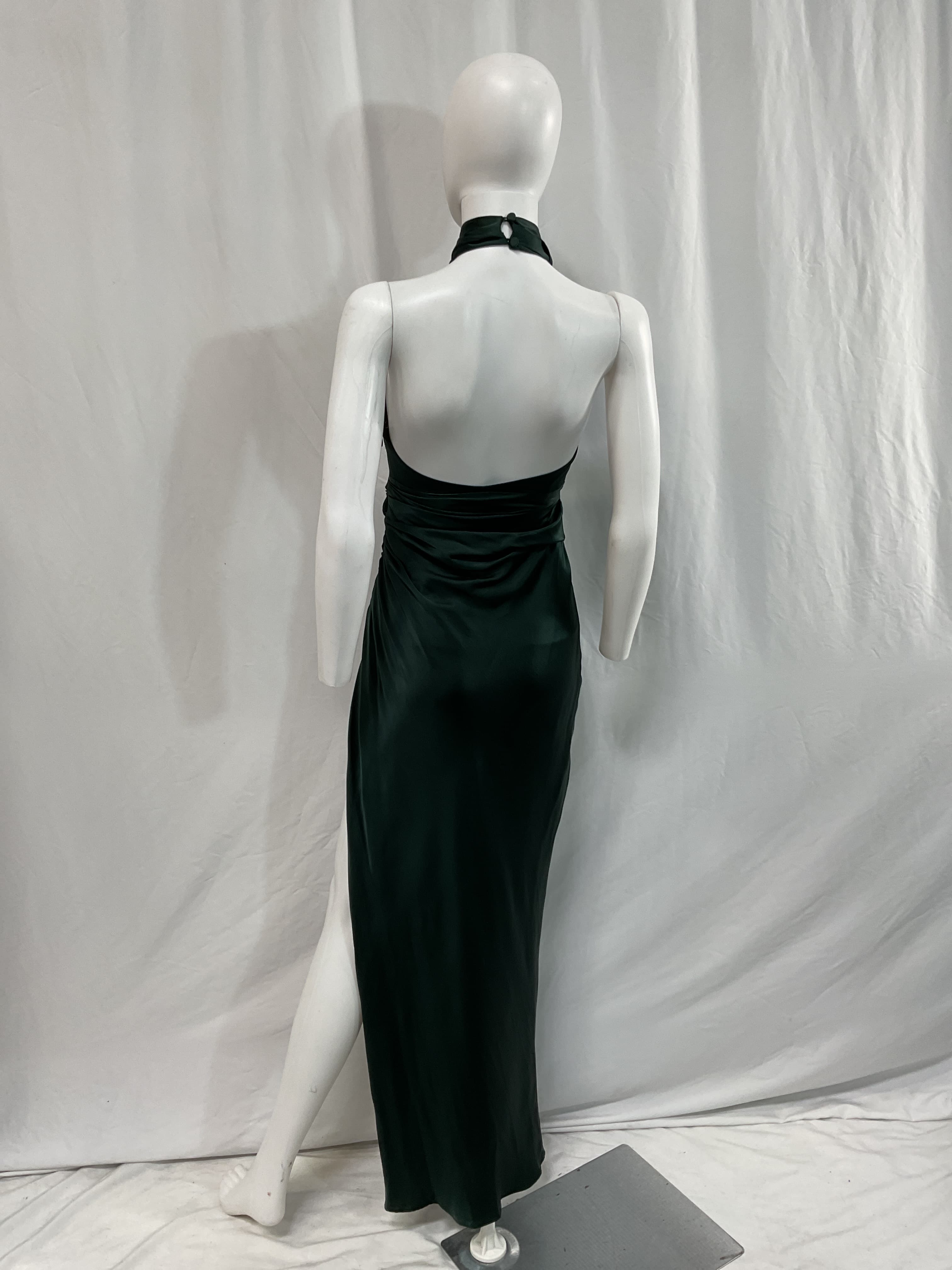 The Sei For Fwrd Cross Wrap Halter Gown In Hunter - Image 3