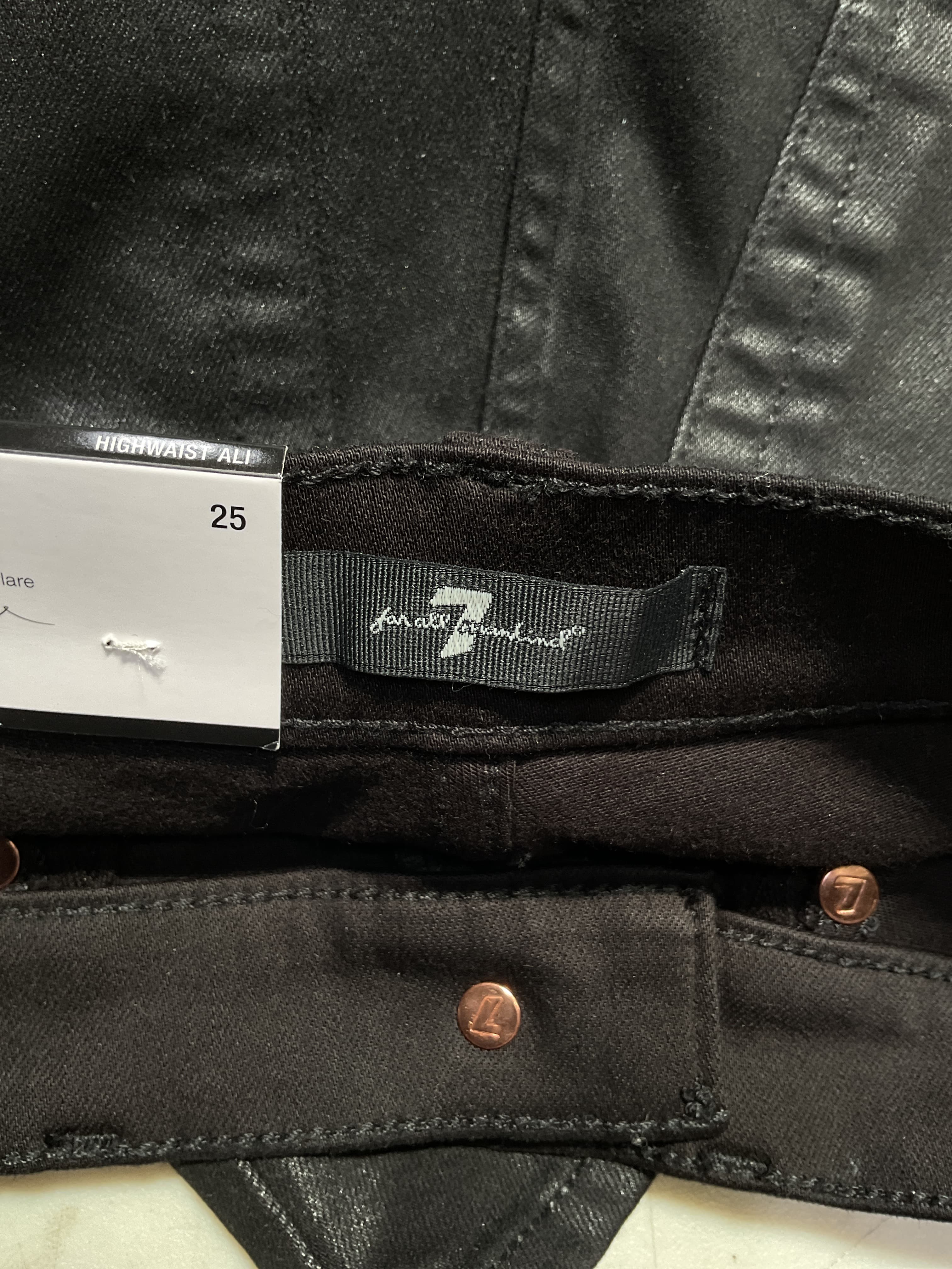 7 For All Mankind High Waisted Ali In Coated Black - Image 2