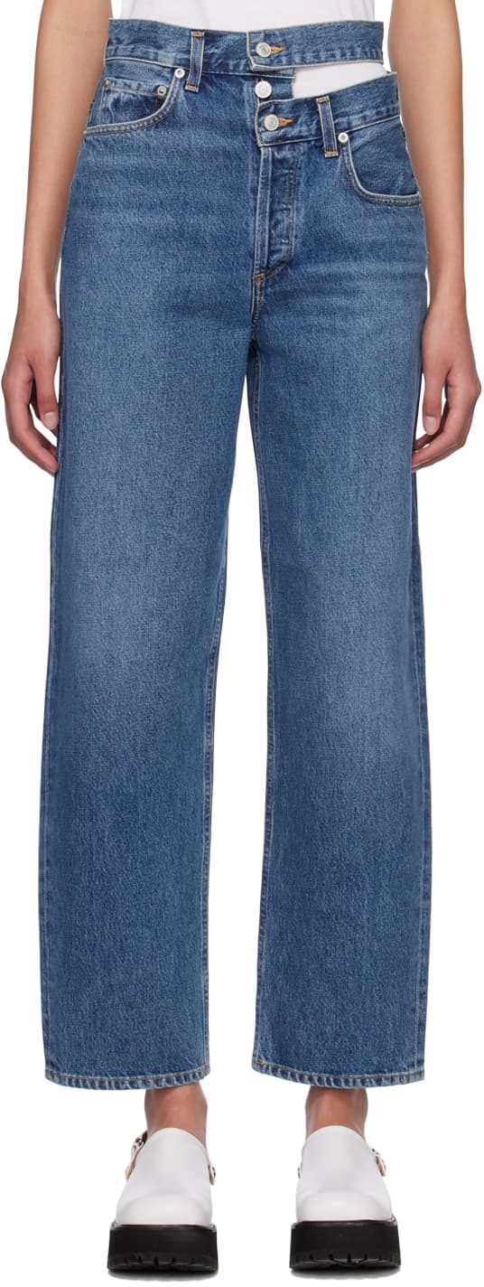 Blue Broken Waistband Jeans - Image 1
