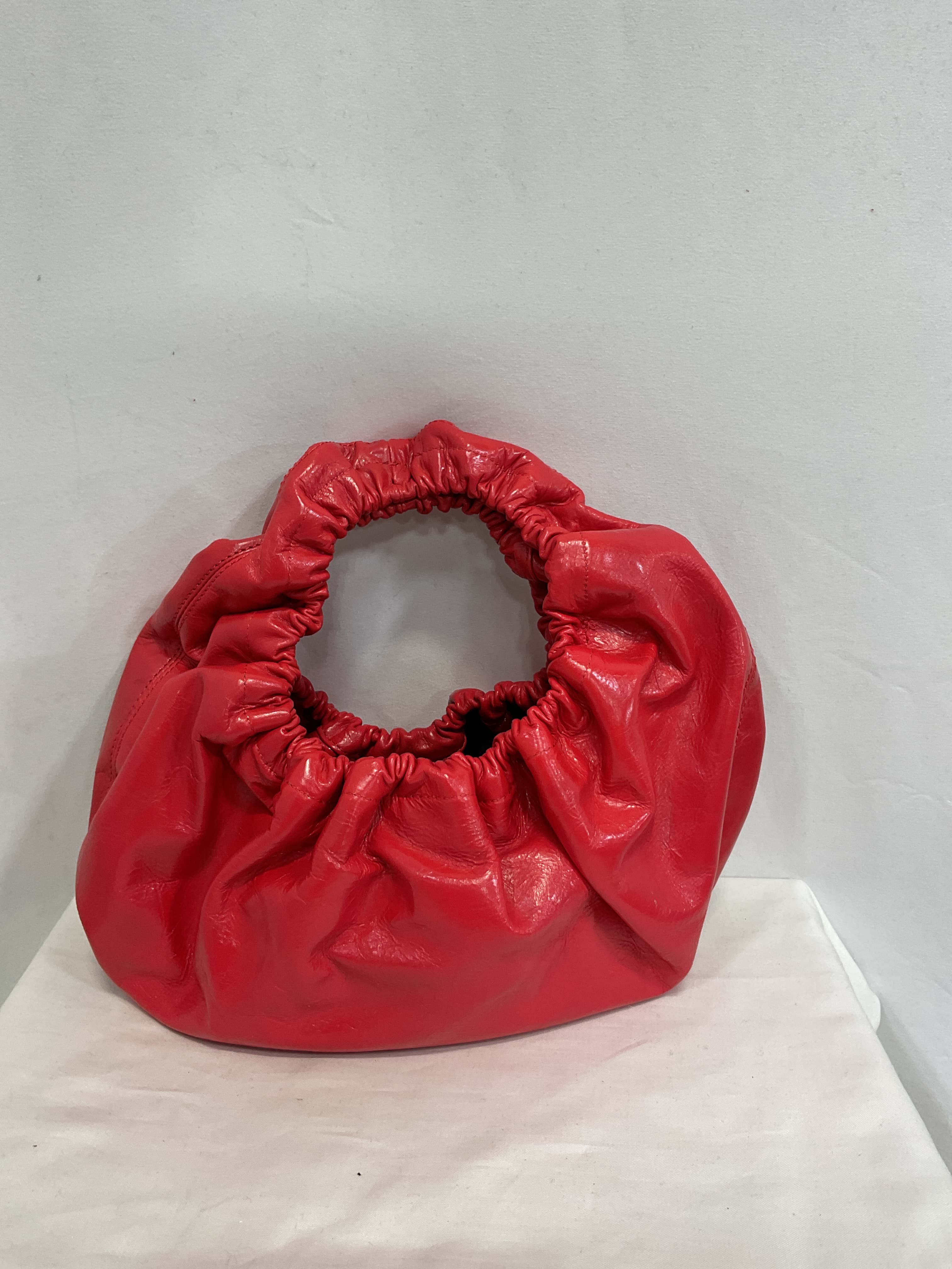 Wide Crescent Small Top Handle Bag In Flame - Image 2